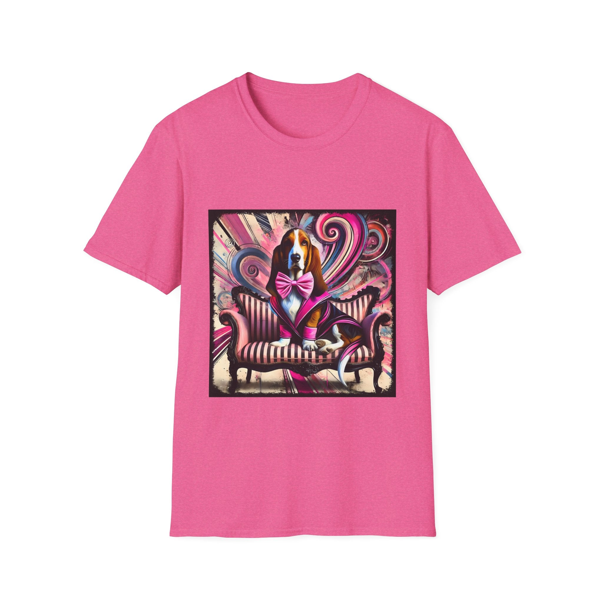 Basset Hound Pink Swirl Bold | Unisex Dog T-Shirt