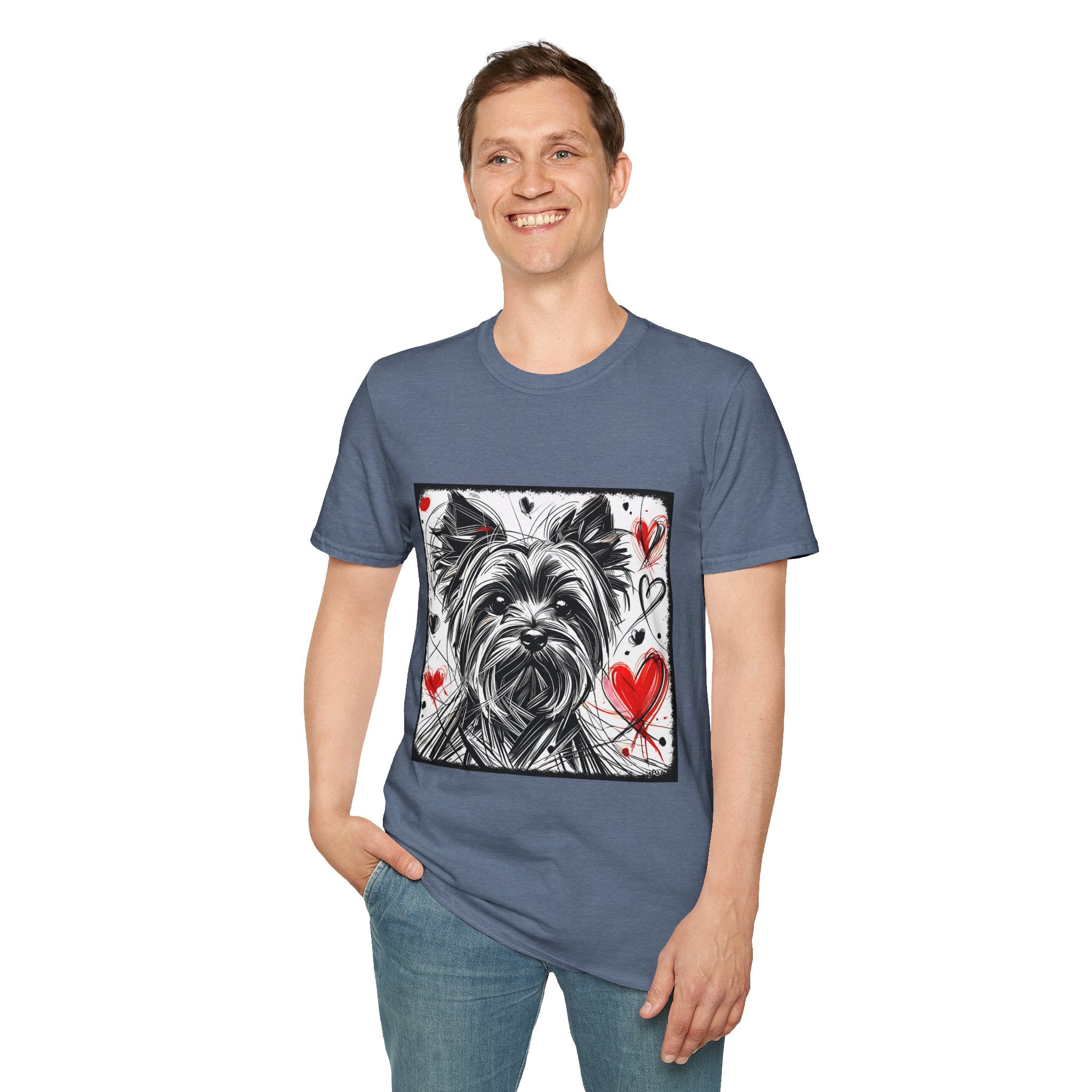 Yorkshire Terrier Bold Heart Sketch | Unisex Dog T-Shirt