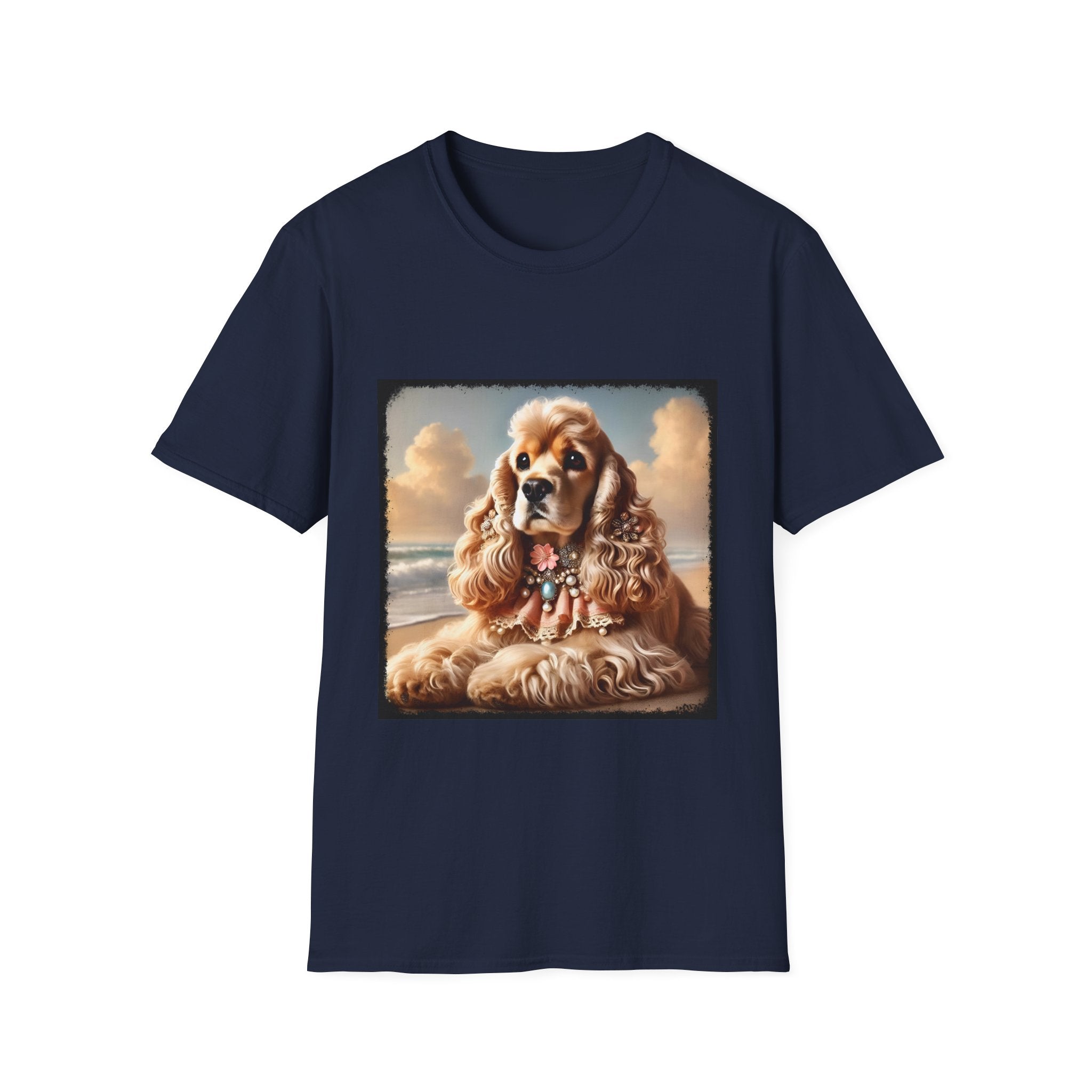 Premium Cocker Spaniel Portrait Tee – Beach Belle Edition