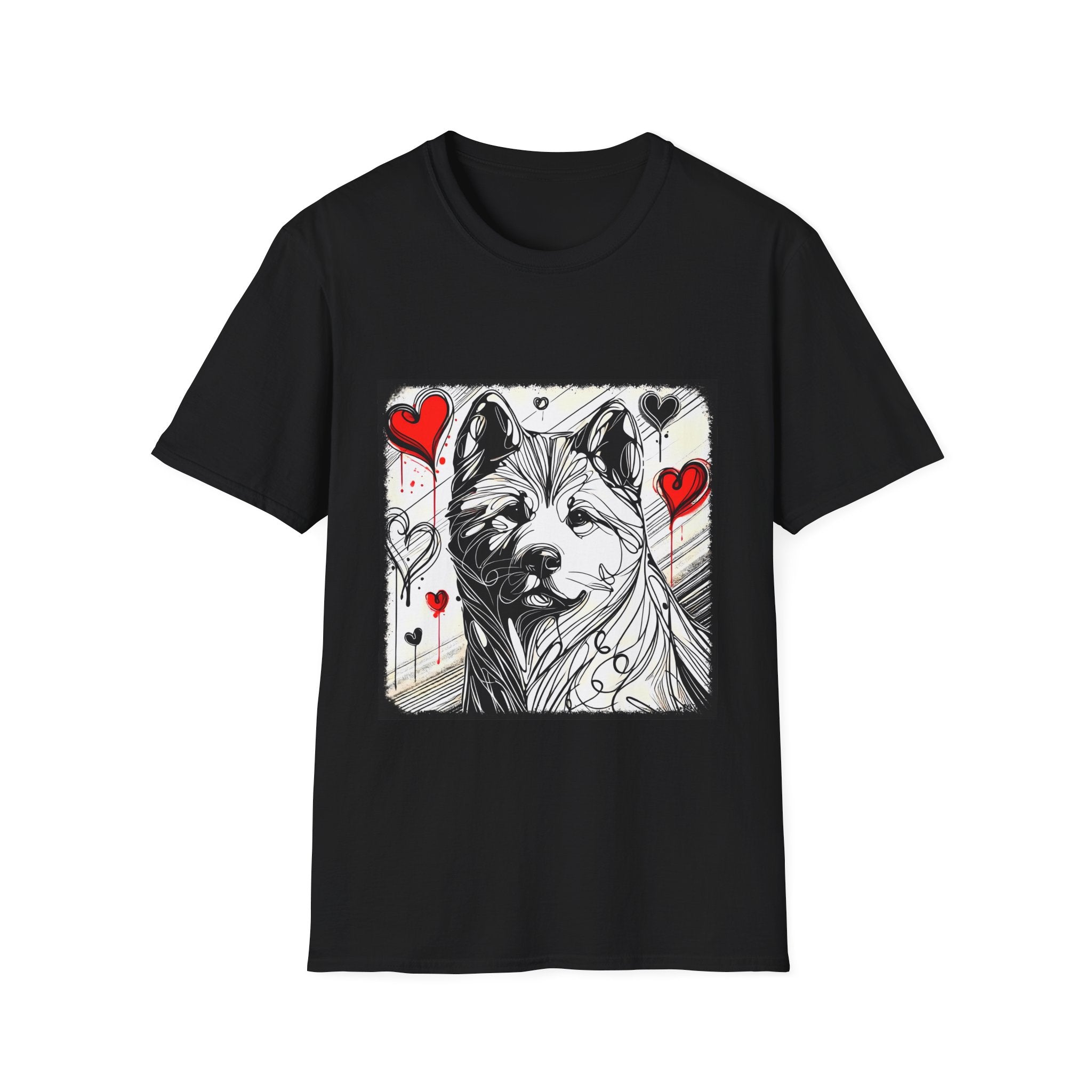 Akita Bold Heart Sketch | Unisex Dog T-Shirt