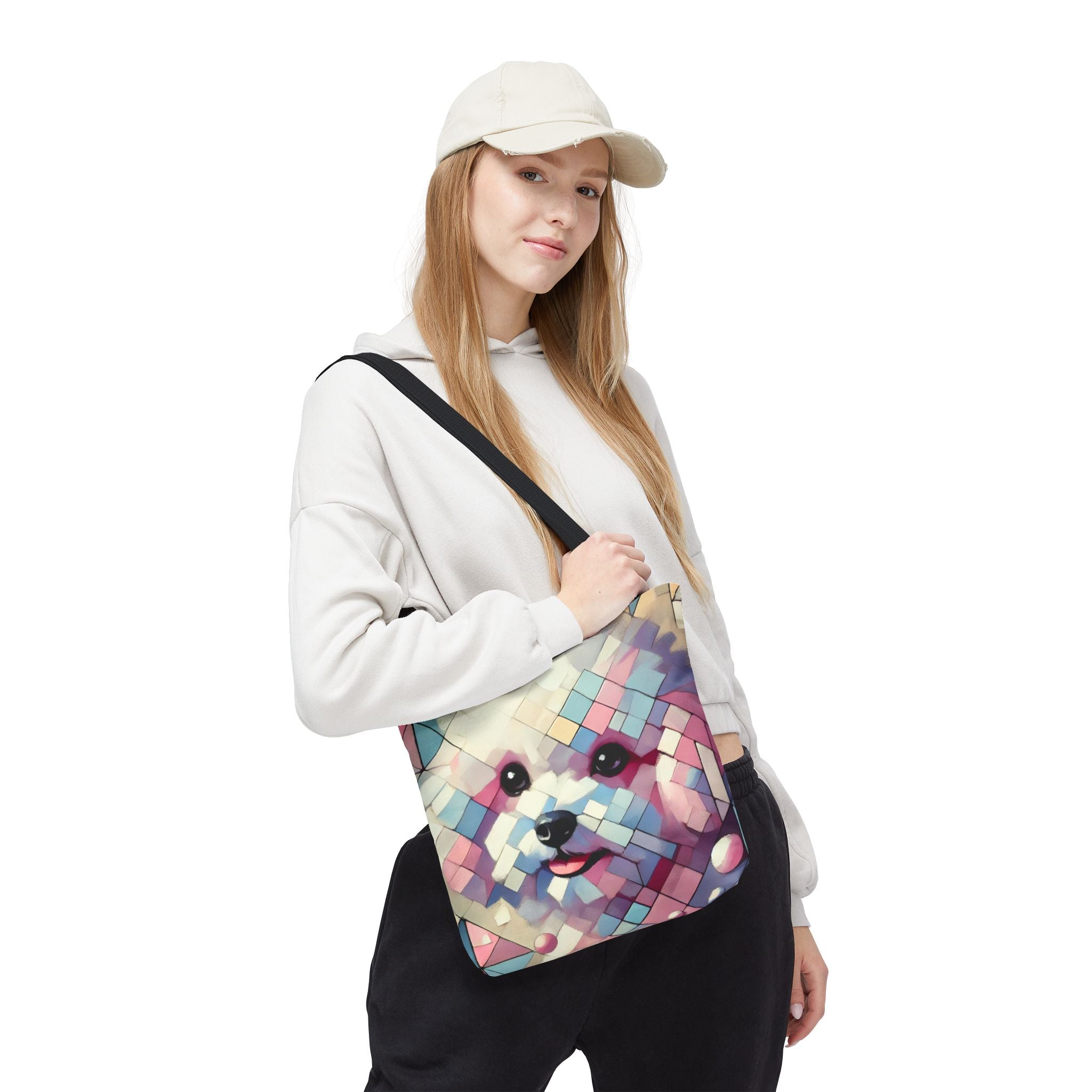Bichon Frise Pastel Geometric | Dog Themed Tote Bag
