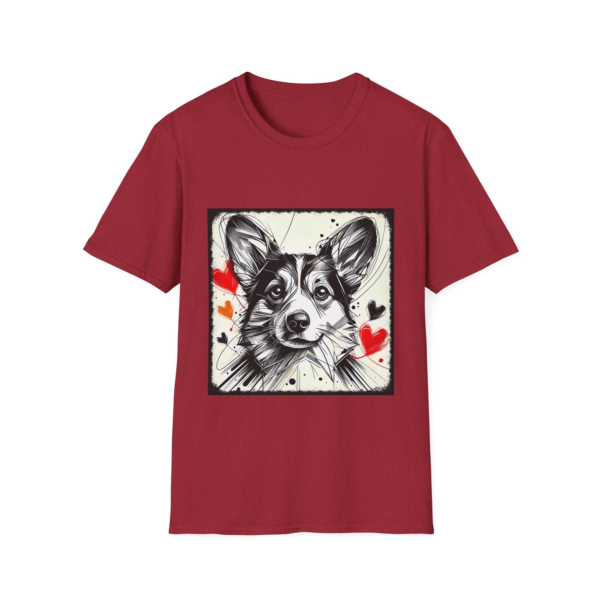 Pembroke Welsh Corgi Bold Heart Sketch | Unisex Dog T-Shirt