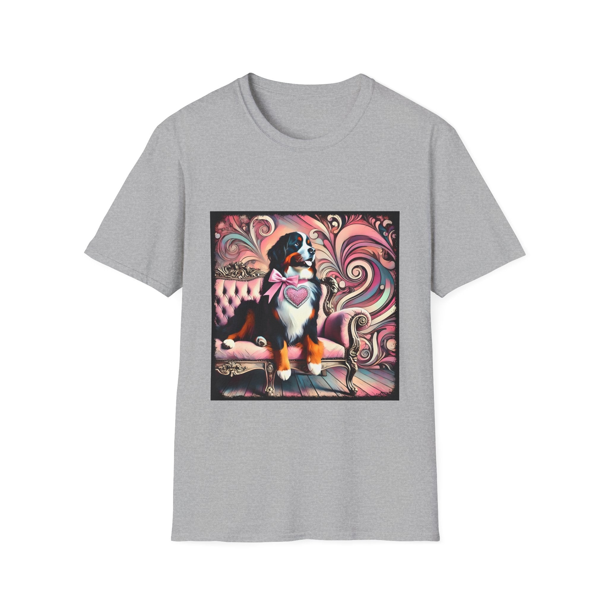 Bernese Mountain Dog Pink Swirl | Unisex Dog T-Shirt