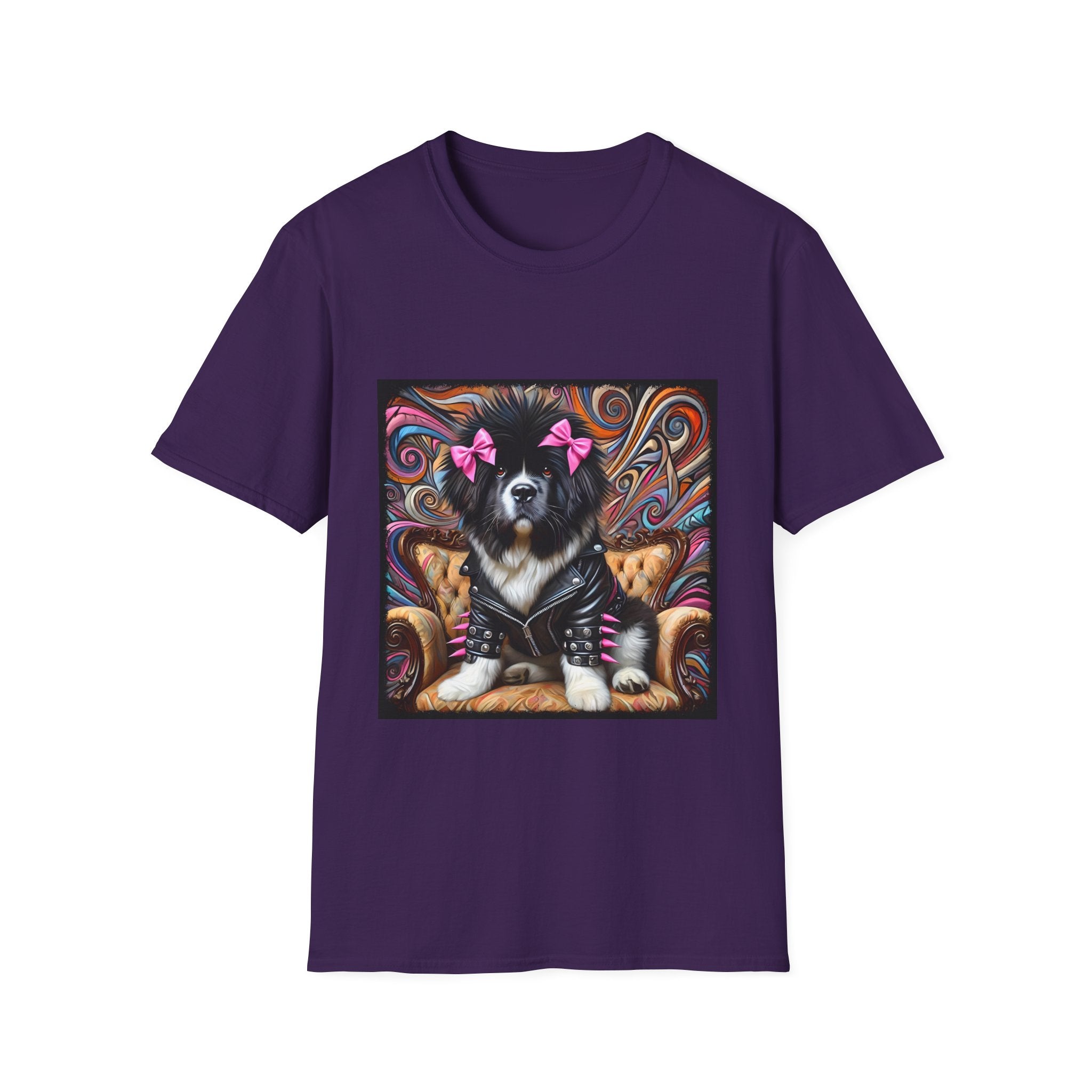 Newfoundland Pink Bow Vivid Rocker | Unisex Dog T-Shirt