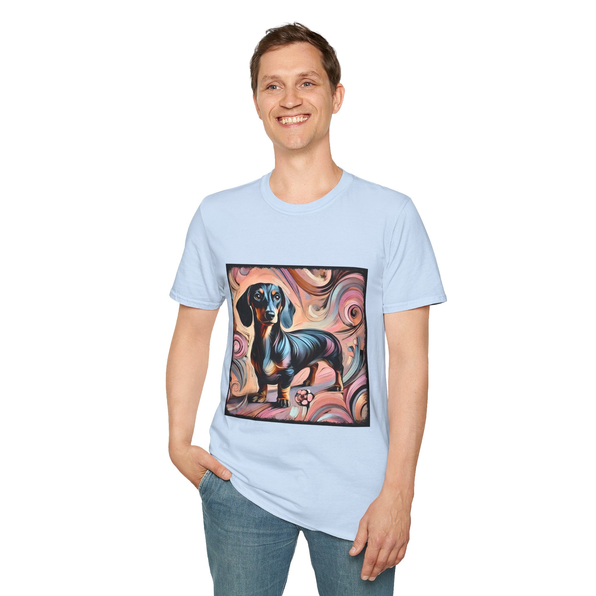 Dachshund Pink Swirl | Unisex Dog T-Shirt