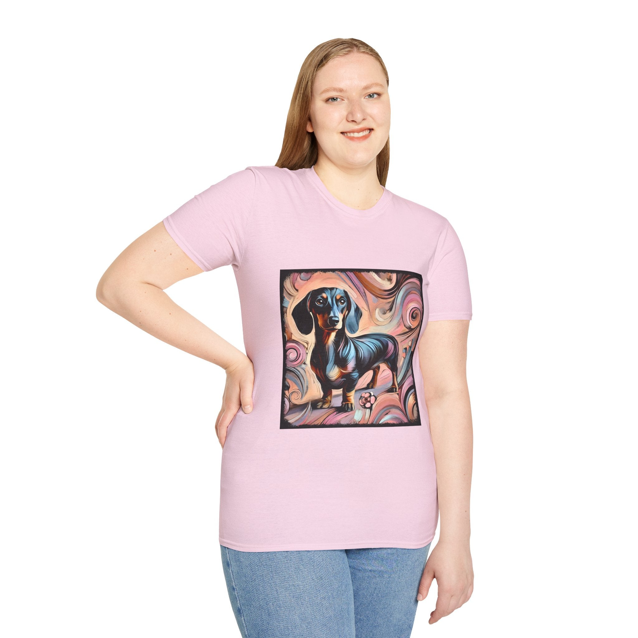Dachshund Pink Swirl | Unisex Dog T-Shirt