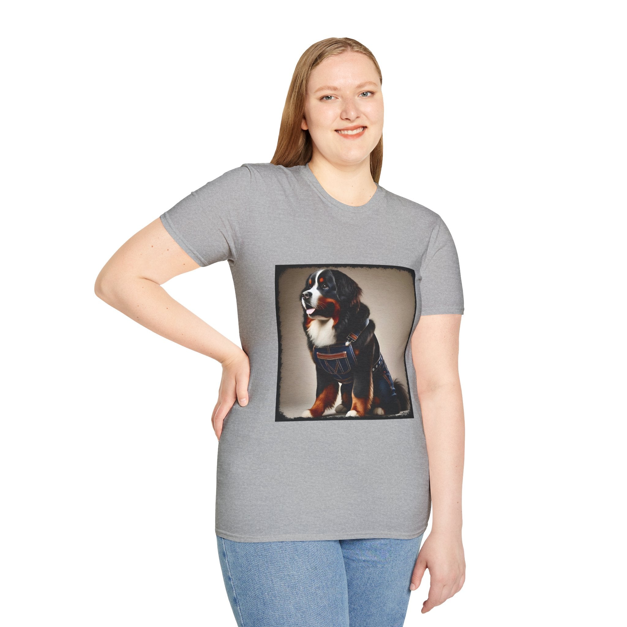 Bernese Mountain Dog Denim Darling | Unisex Dog T-Shirt