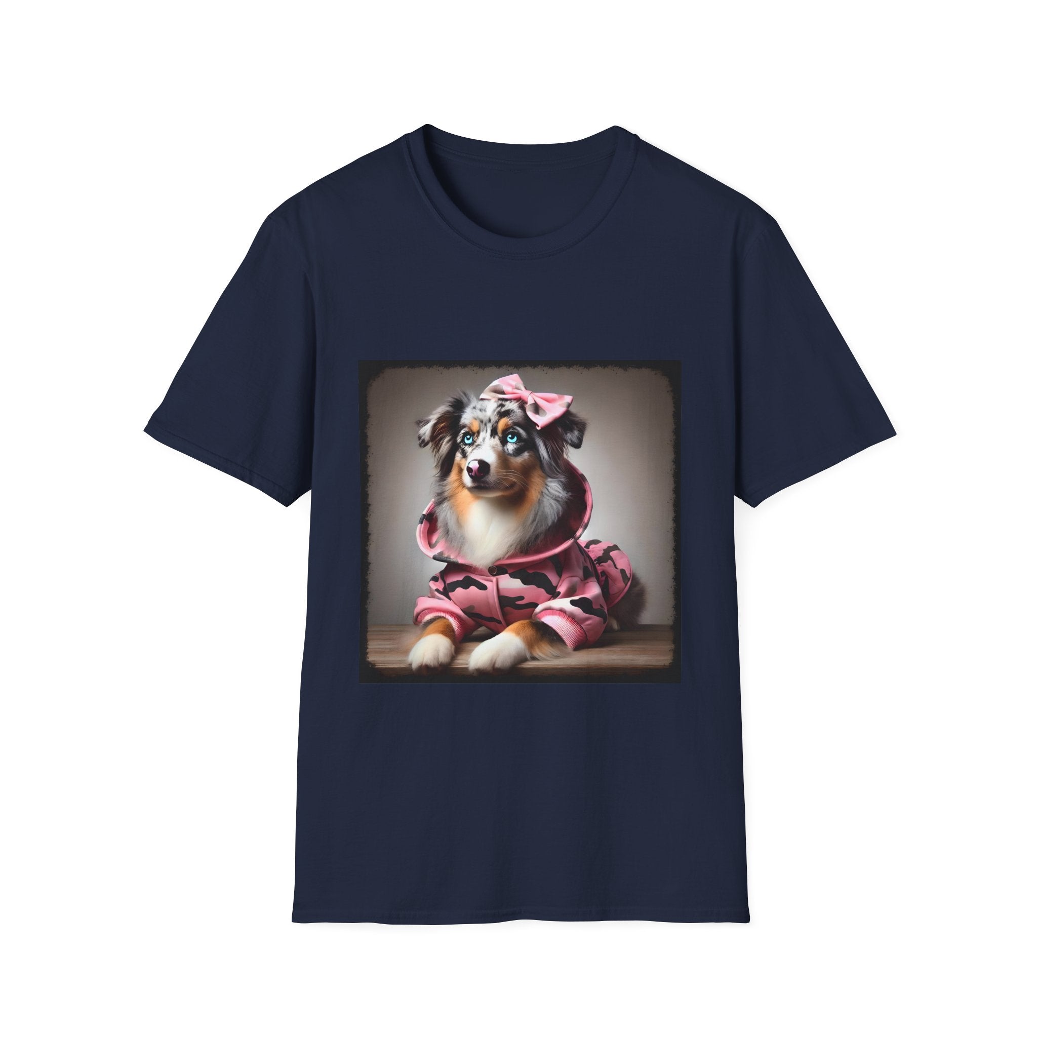 Miniature American Shepherd Pink Camo Cutie | Unisex Dog T-Shirt