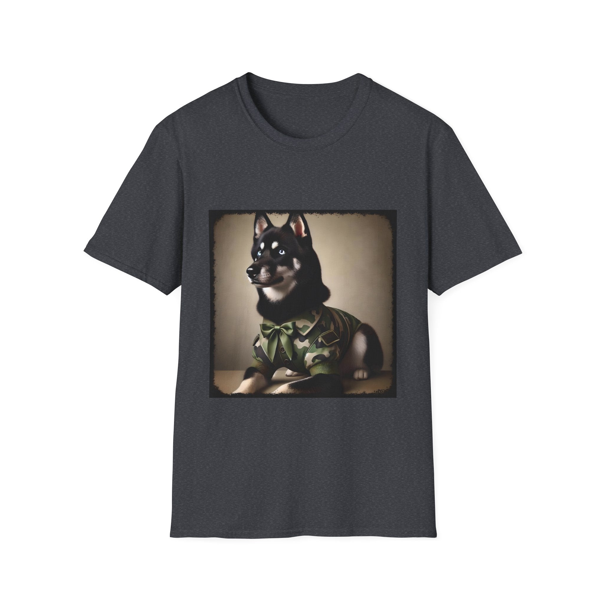 Siberian Husky Green Camo Cutie  | Unisex Dog T-Shirt