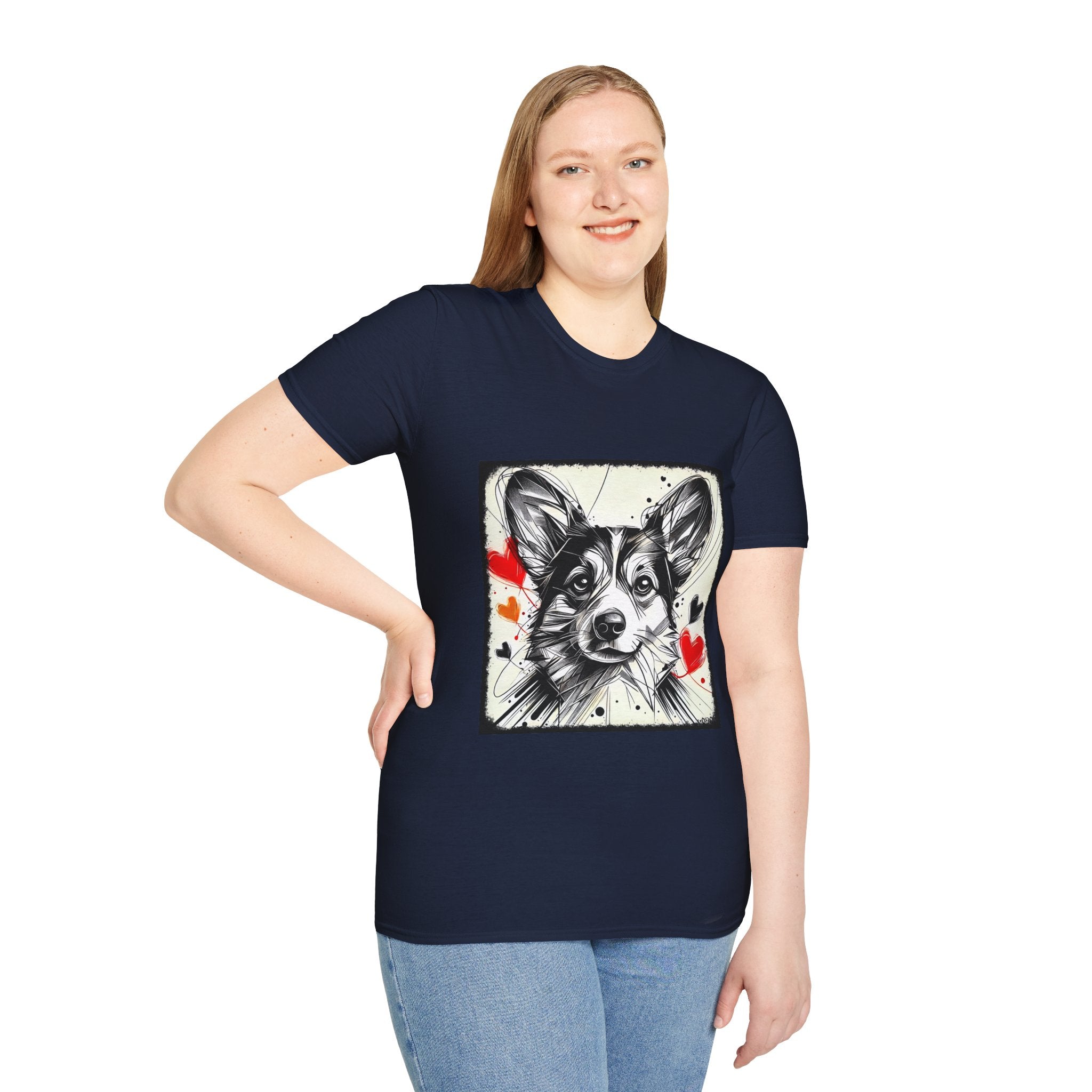 Pembroke Welsh Corgi Bold Heart Sketch | Unisex Dog T-Shirt