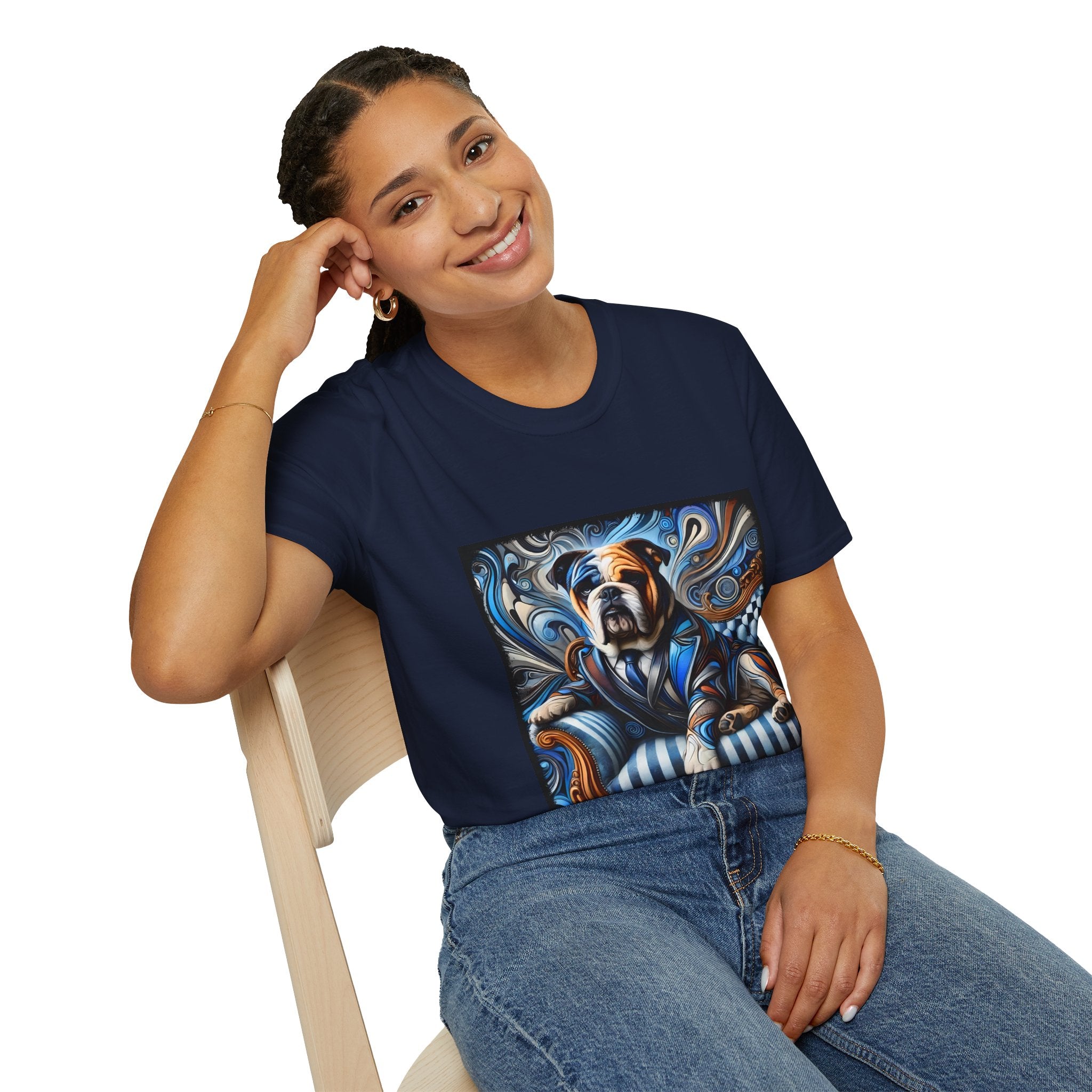 Bulldog Blue Swirl | Unisex Dog T-Shirt