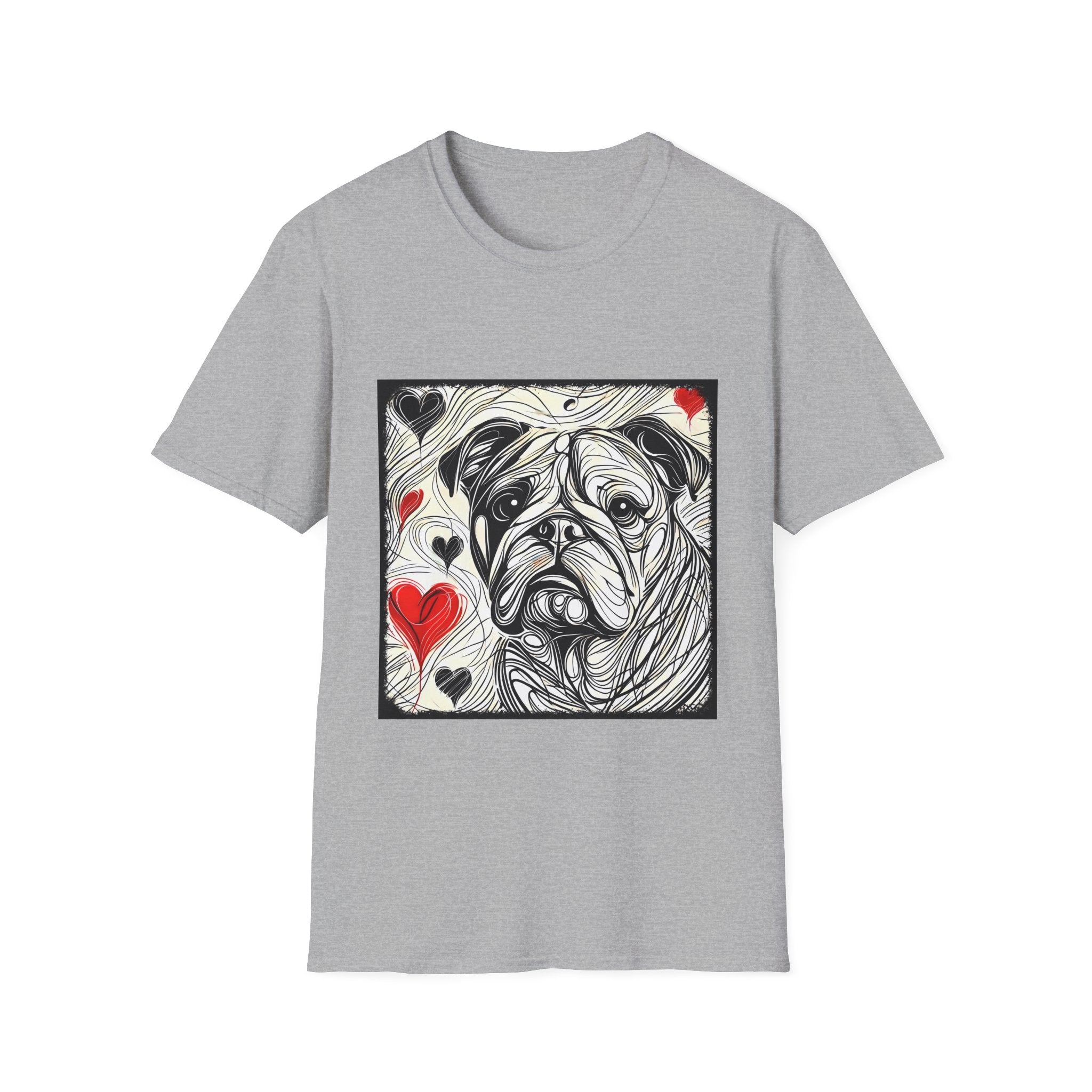 Bulldog Bold Heart Sketch | Unisex Dog T-Shirt