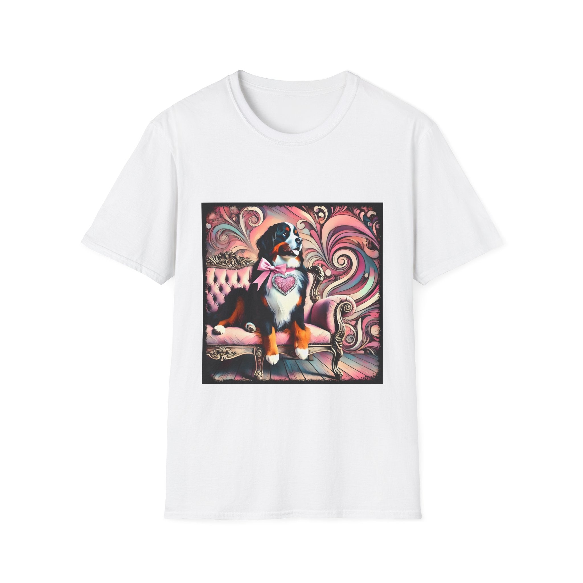 Bernese Mountain Dog Pink Swirl | Unisex Dog T-Shirt