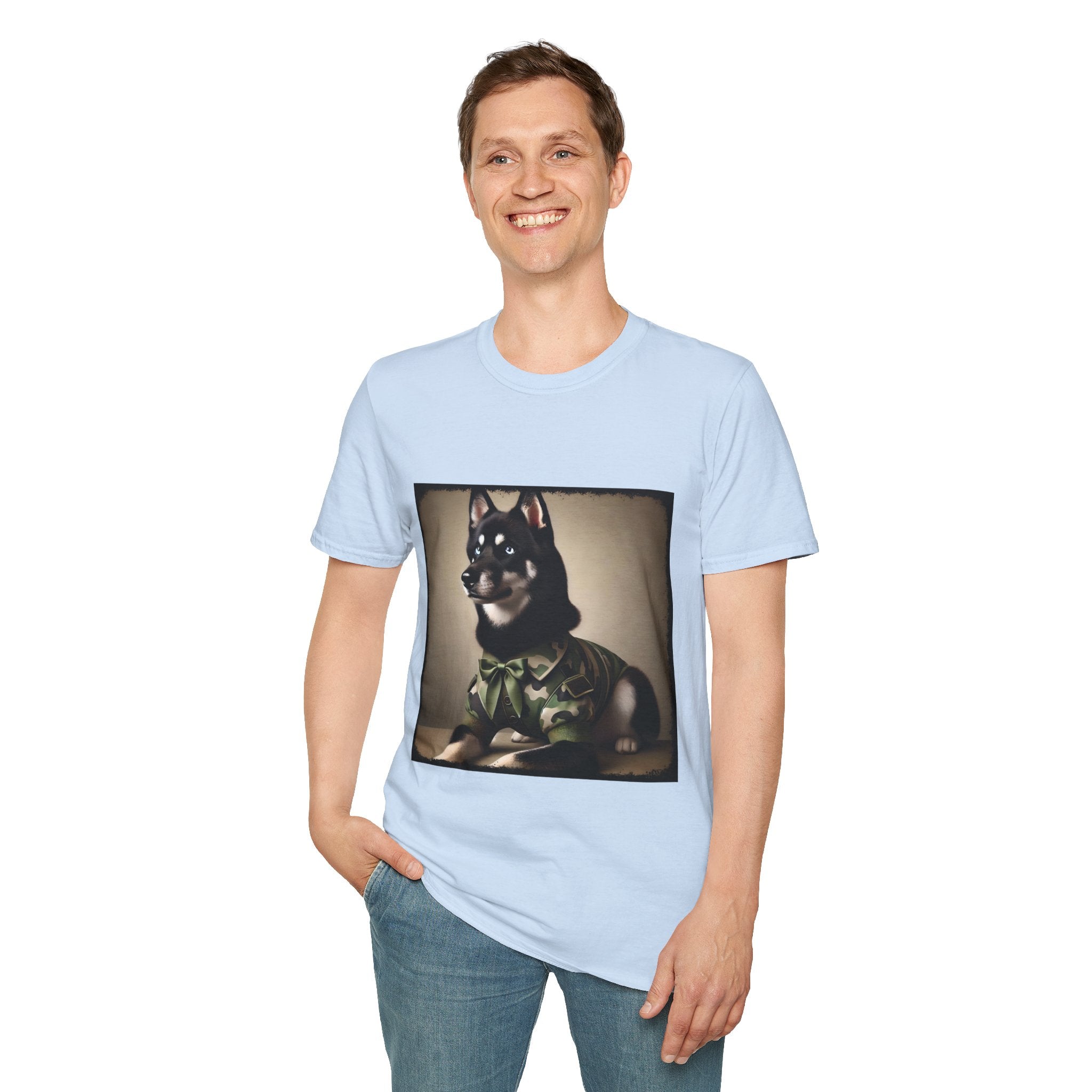 Siberian Husky Green Camo Cutie  | Unisex Dog T-Shirt
