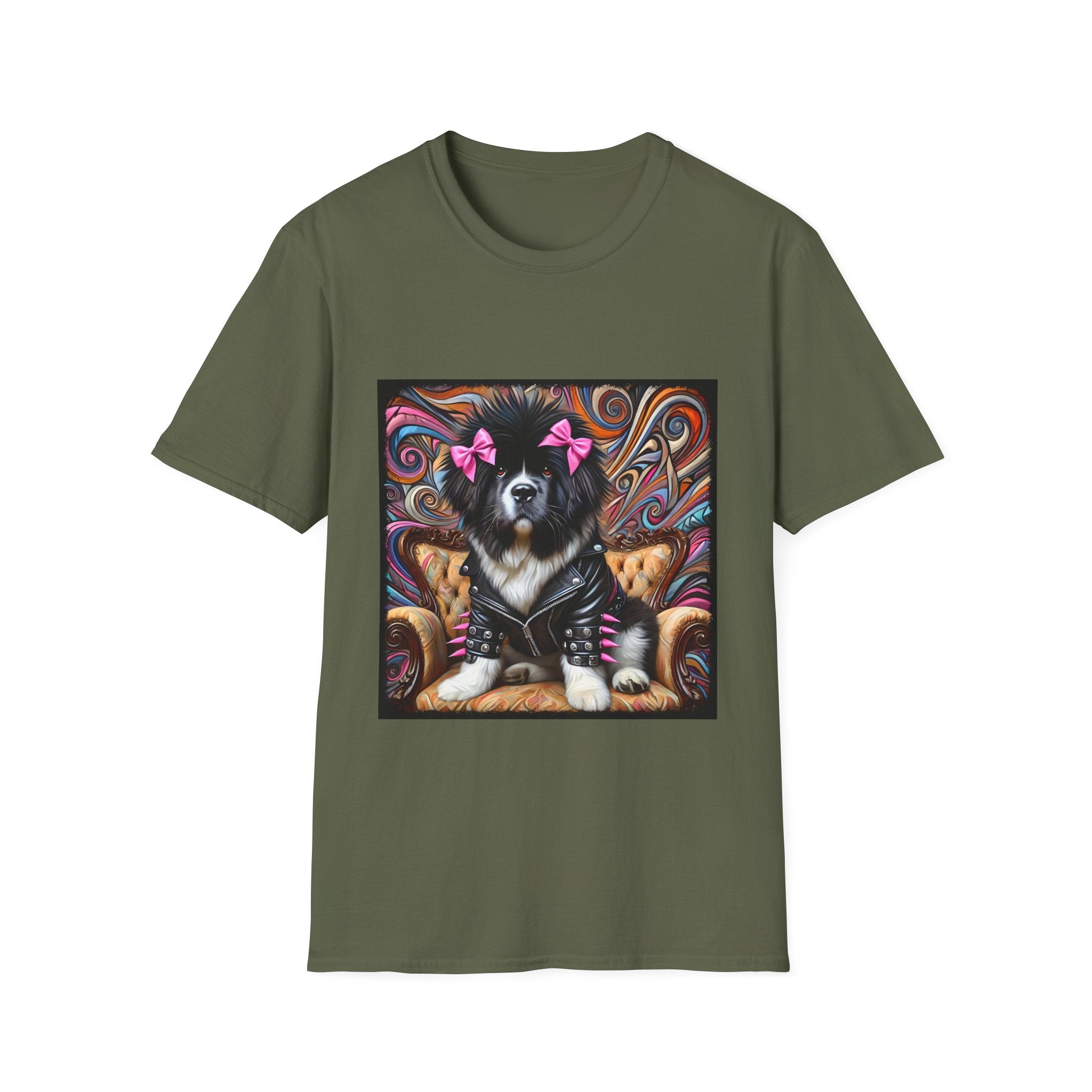 Newfoundland Pink Bow Vivid Rocker | Unisex Dog T-Shirt