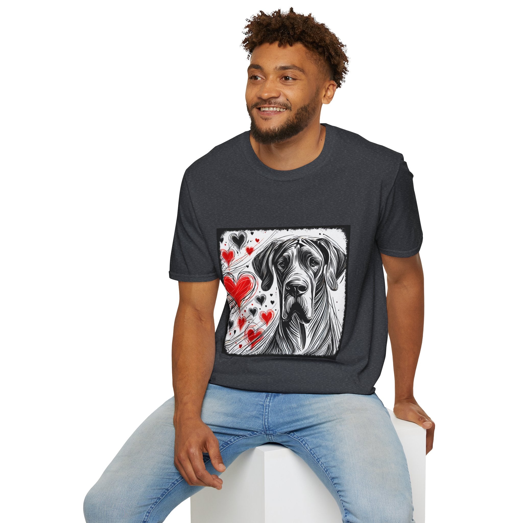 Great Dane Bold Heart Sketch | Unisex Dog T-Shirt