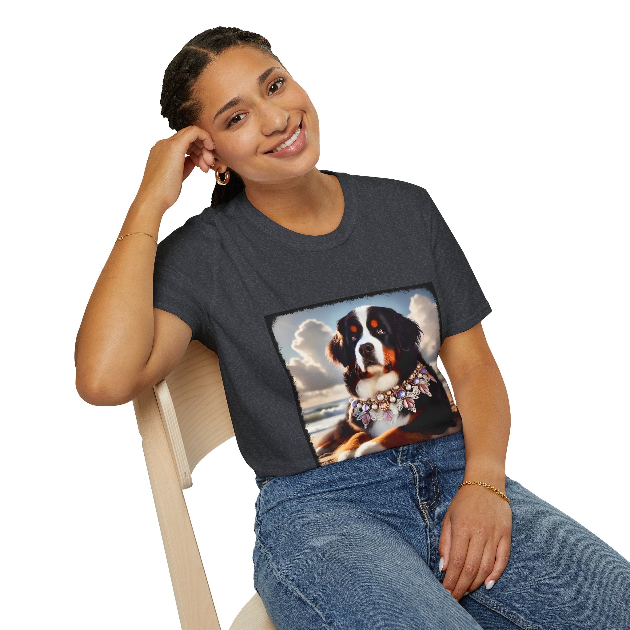 Bernese Mountain Dog Beach Belle | Unisex Dog T-Shirt