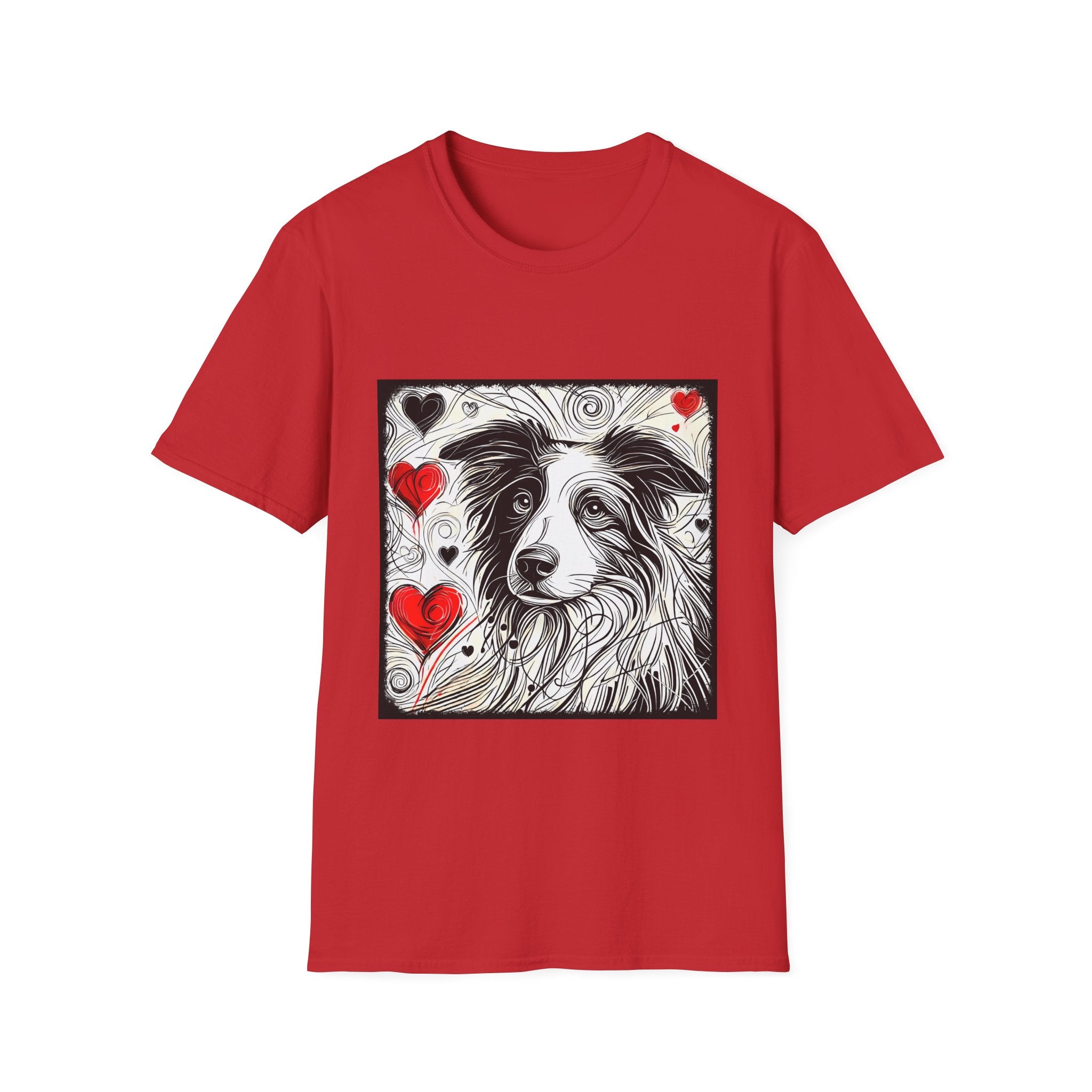 Border Collie Bold Heart Sketch | Unisex Dog T-Shirt