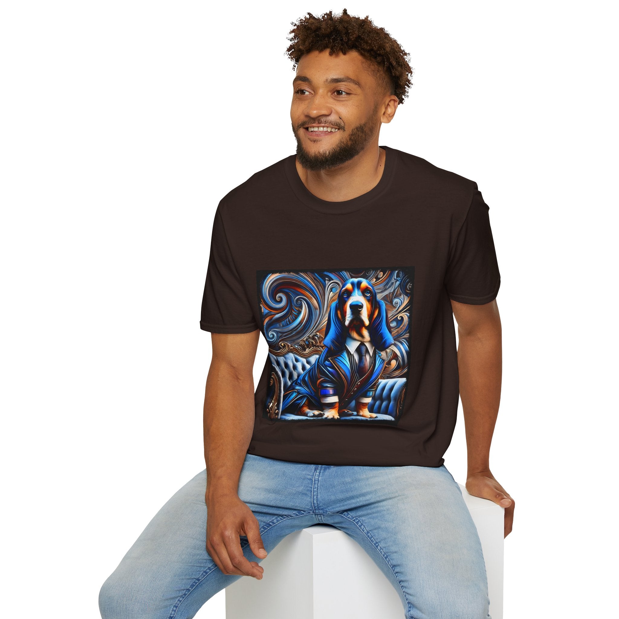 Basset Hound Bold Blue Feels | Unisex Dog T-Shirt