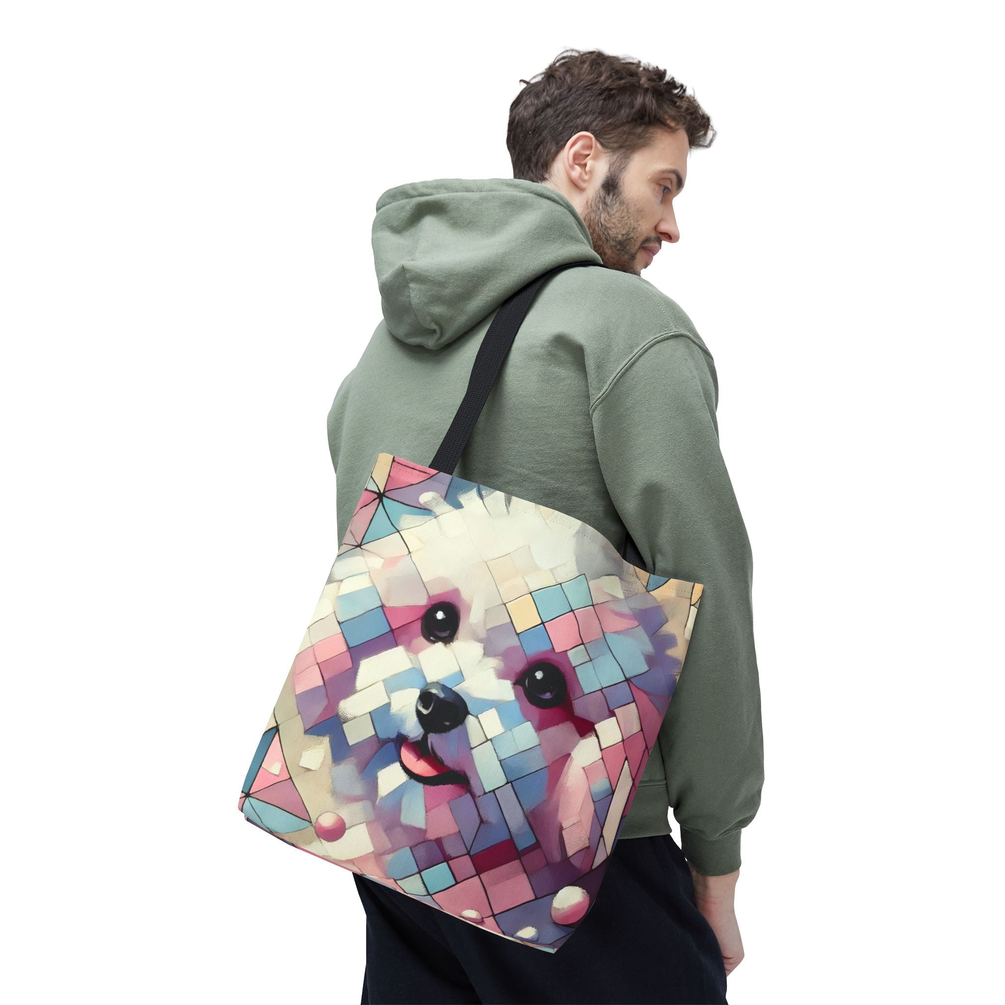 Bichon Frise Pastel Geometric | Dog Themed Tote Bag