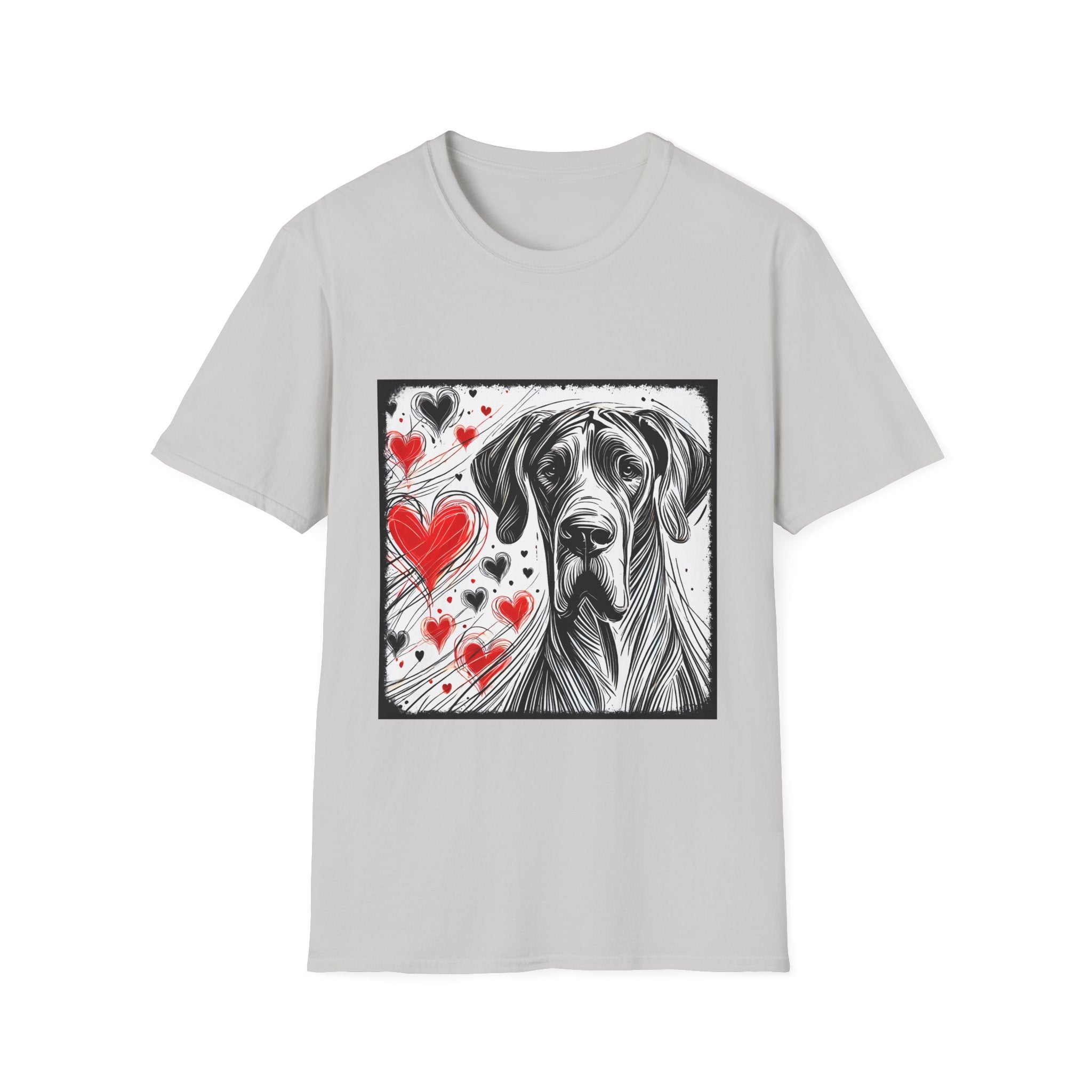Great Dane Bold Heart Sketch | Unisex Dog T-Shirt