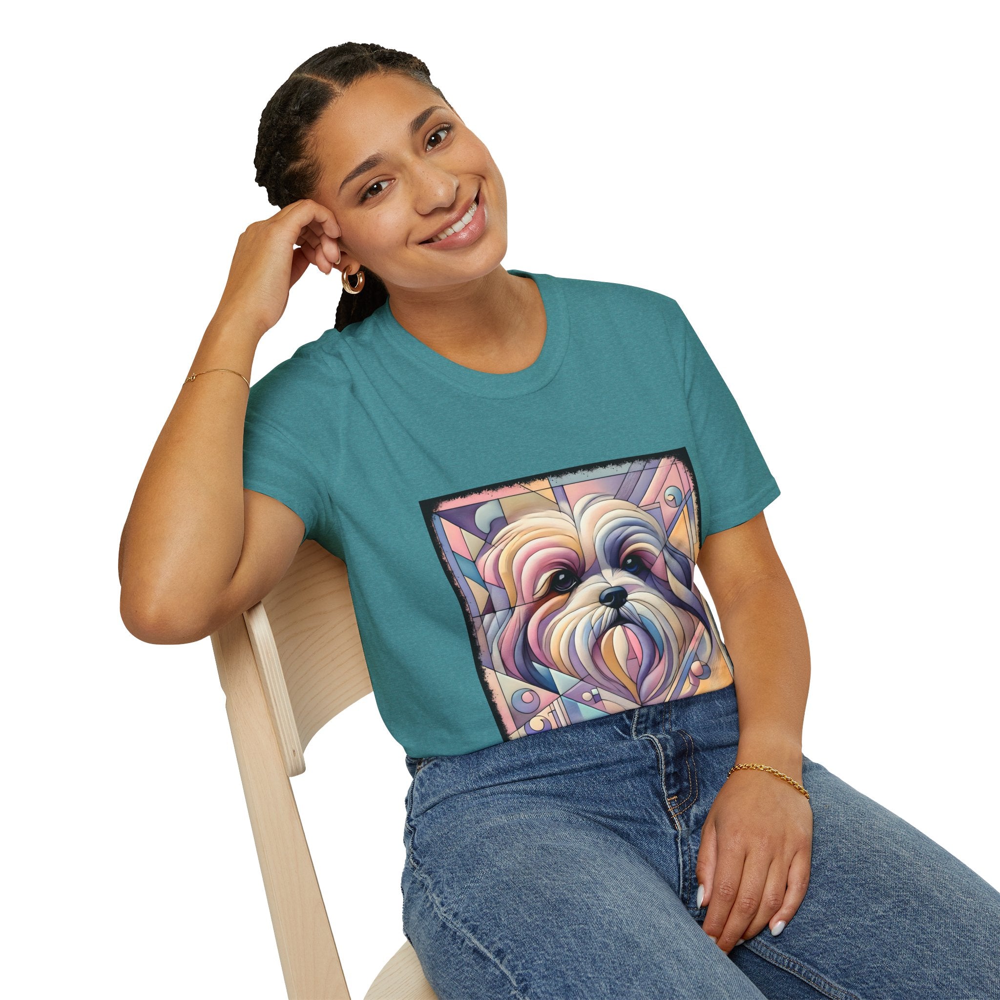 Lhasa Apso Pastel Geometric | Unisex Dog T-Shirt