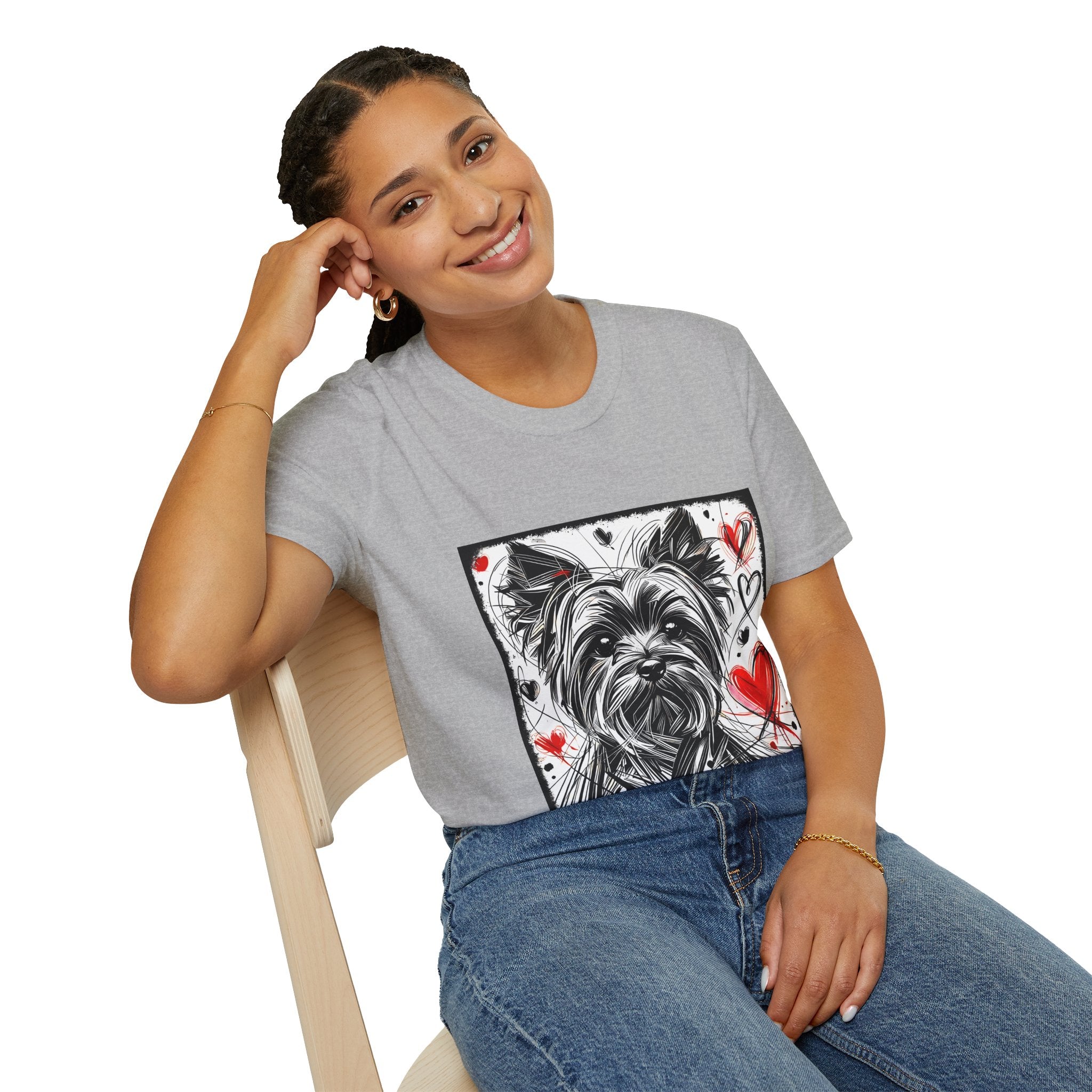 Yorkshire Terrier Bold Heart Sketch | Unisex Dog T-Shirt