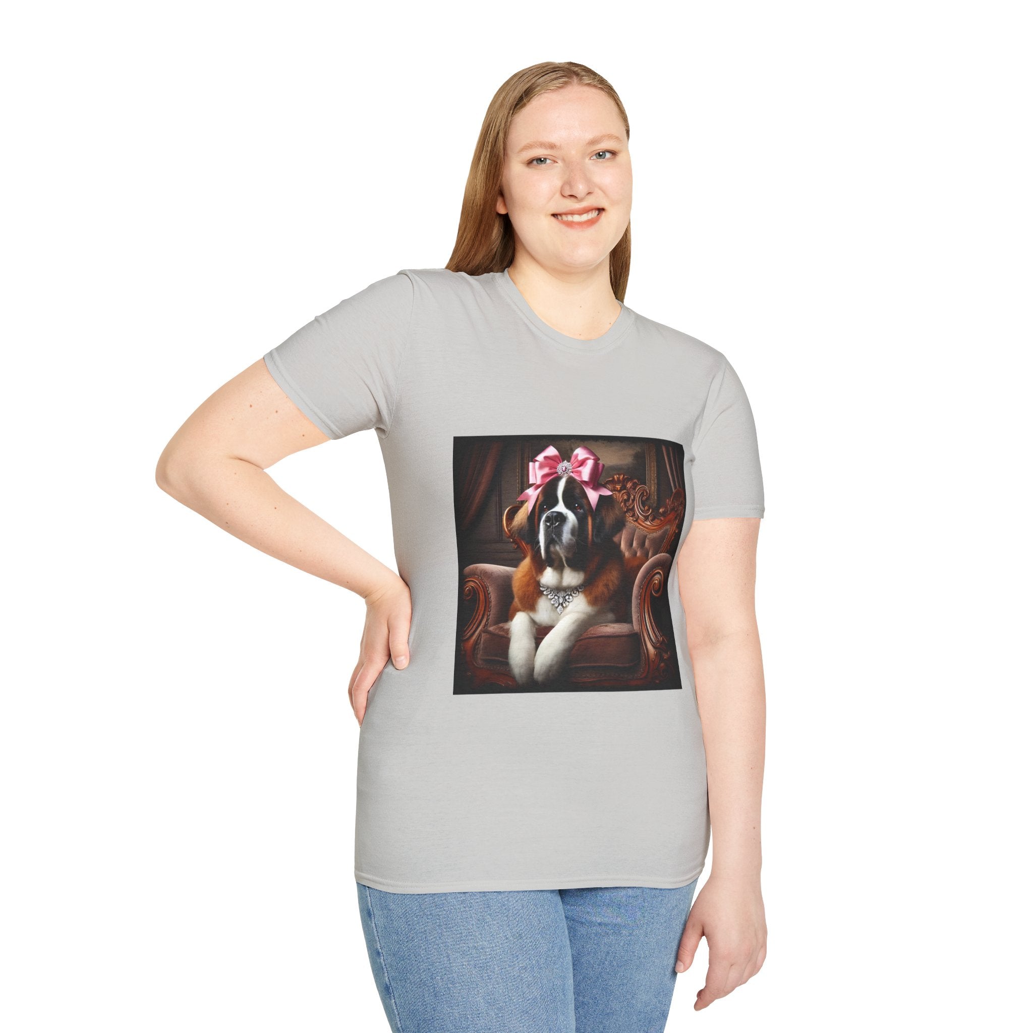 Saint Bernard Pink Bow Princess | Unisex Dog T-Shirt