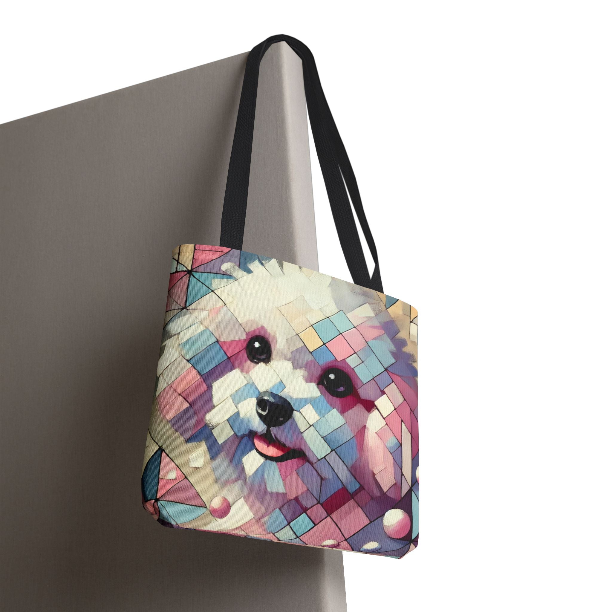 Bichon Frise Pastel Geometric | Dog Themed Tote Bag