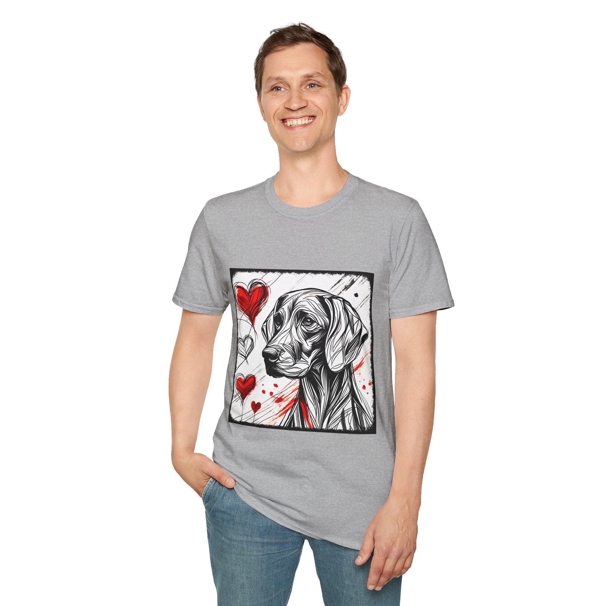 Weimaraner Bold Heart Sketch | Unisex Dog T-Shirt