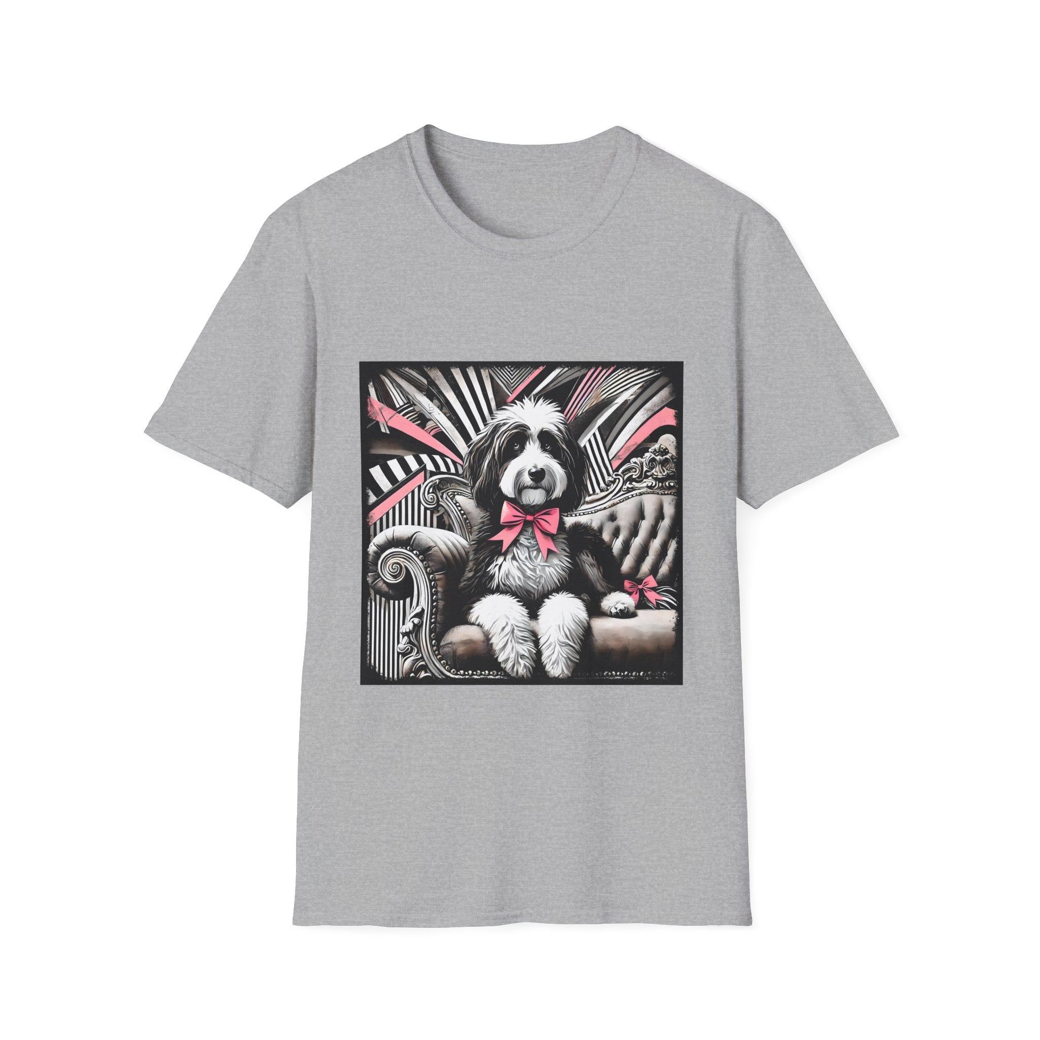 Bernedoodle B&W Pink Bow| Unisex Dog T-Shirt