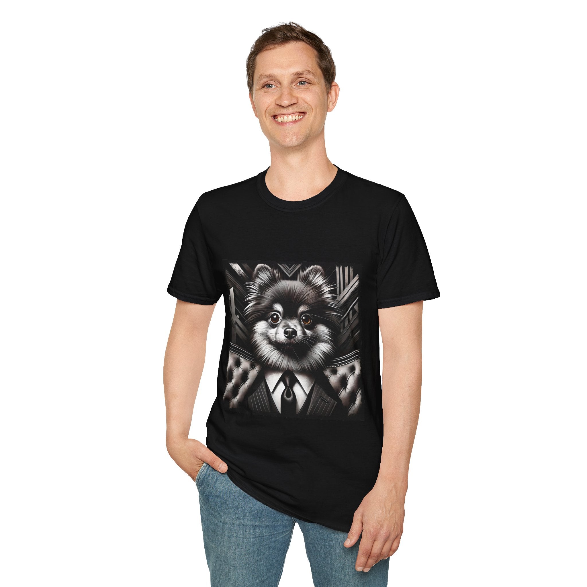 Pomeranian B&W Bold Eyes | Unisex Dog T-Shirt