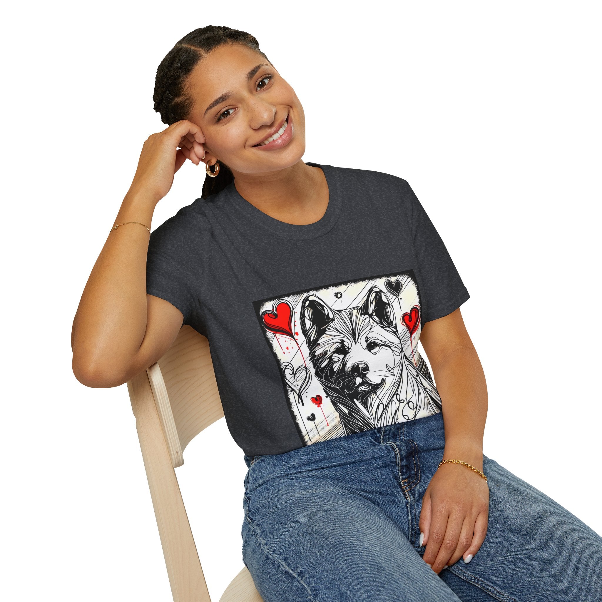 Akita Bold Heart Sketch | Unisex Dog T-Shirt