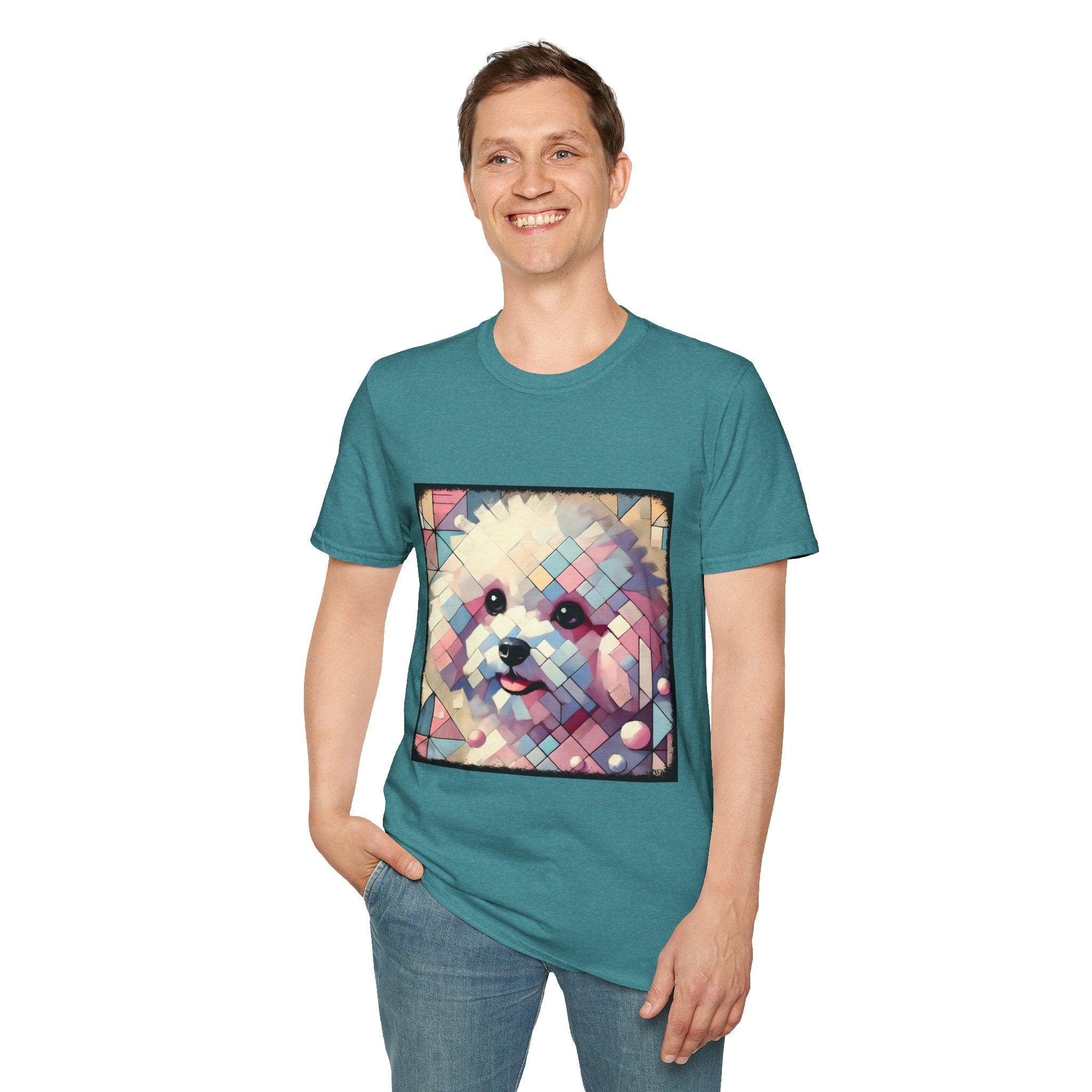 Bichon Frise Pastel Geometric | Unisex Dog T-Shirt
