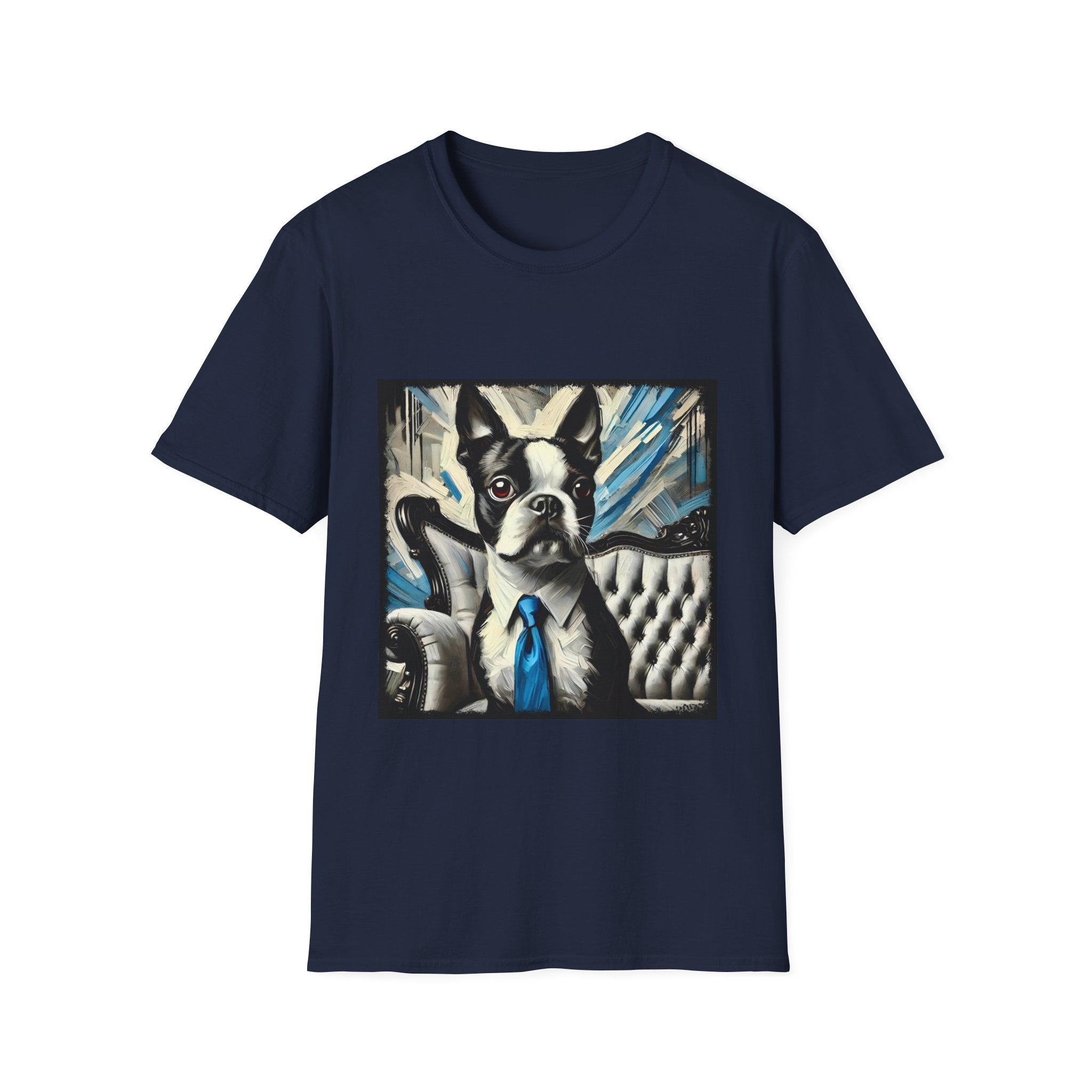 Dog lover Boston Terrier bold tie print tee