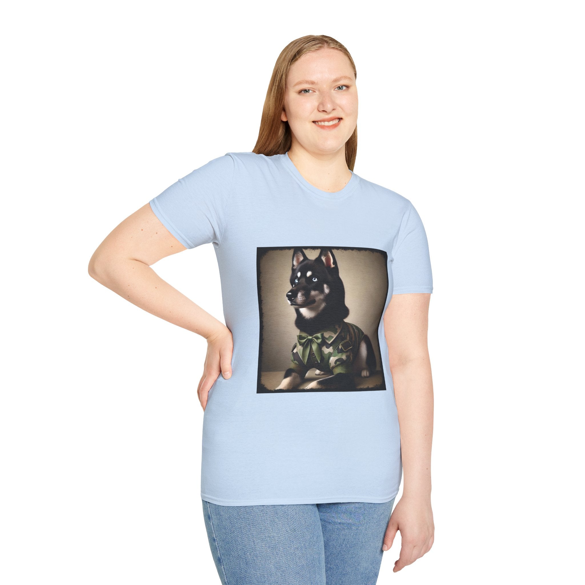 Siberian Husky Green Camo Cutie  | Unisex Dog T-Shirt
