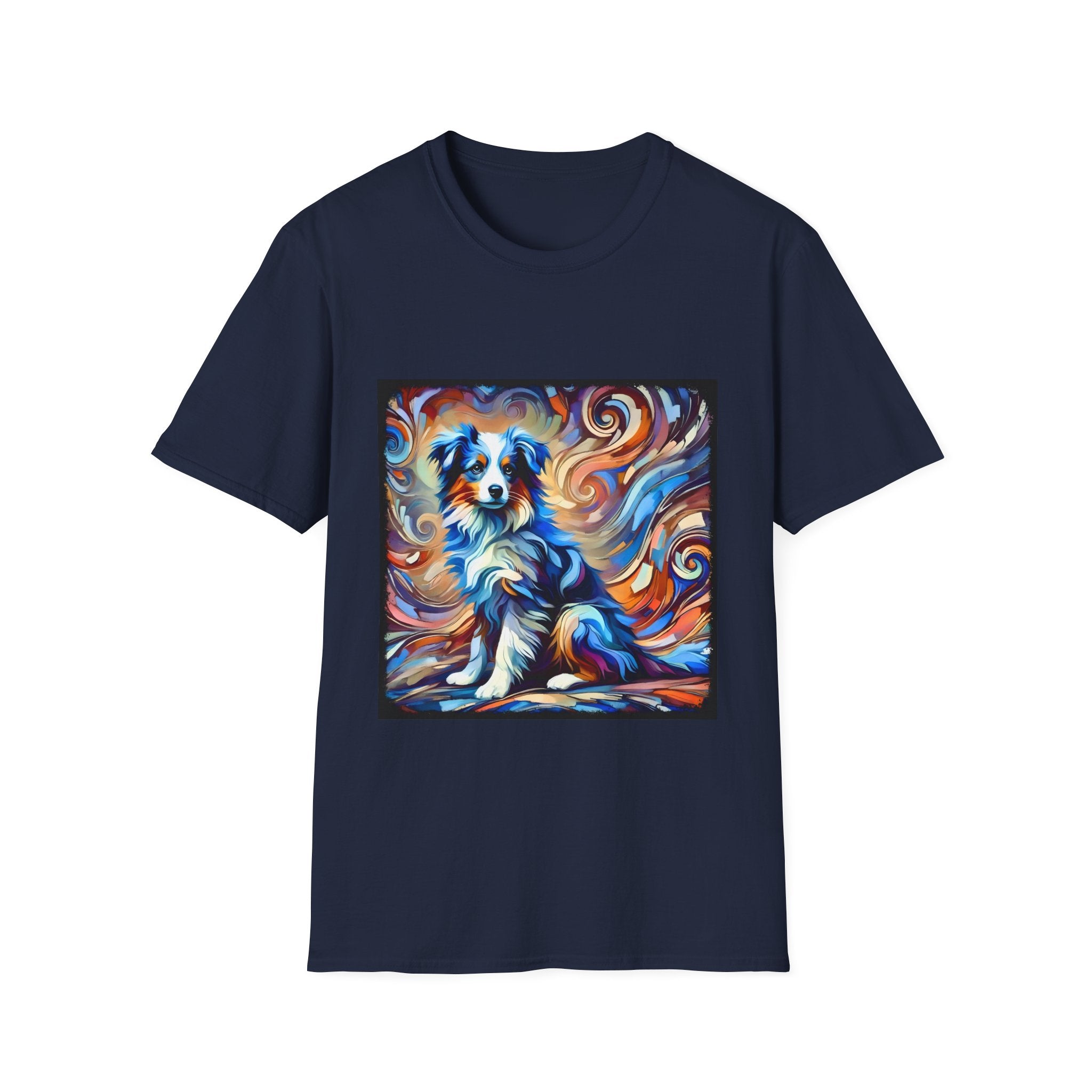 Miniature American Shepherd Blue Merle Swirl | Unisex Softstyle T-Shirt