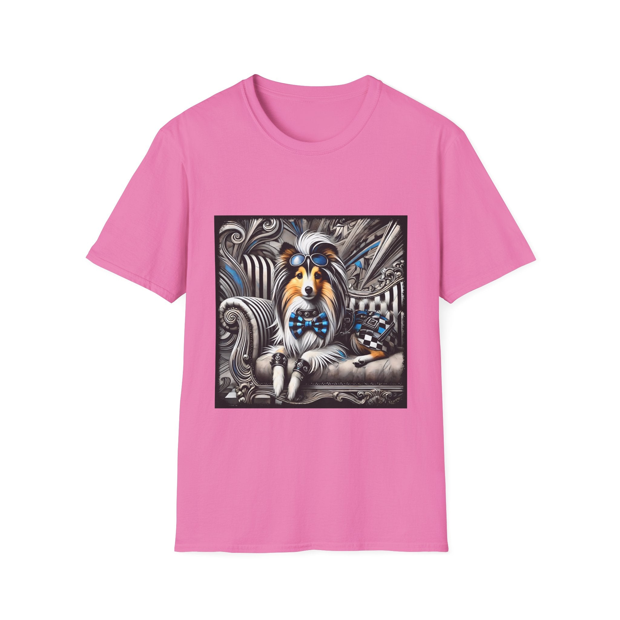 Shetland Sheepdog Blue Checkered Rocker | Unisex Dog T-Shirt