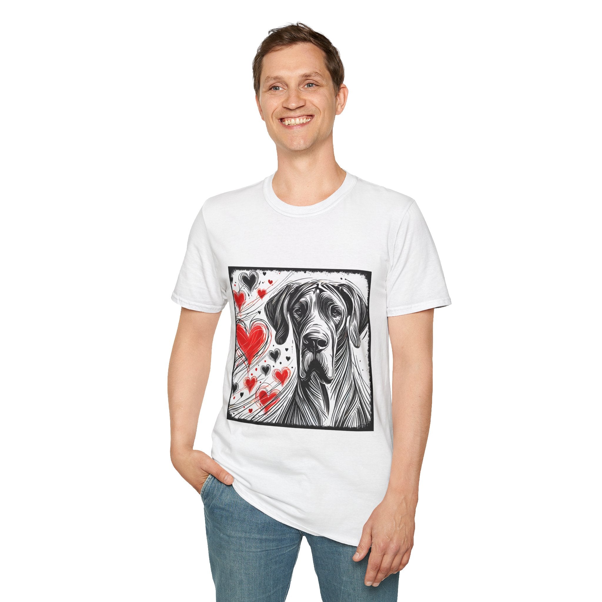 Great Dane Bold Heart Sketch | Unisex Dog T-Shirt