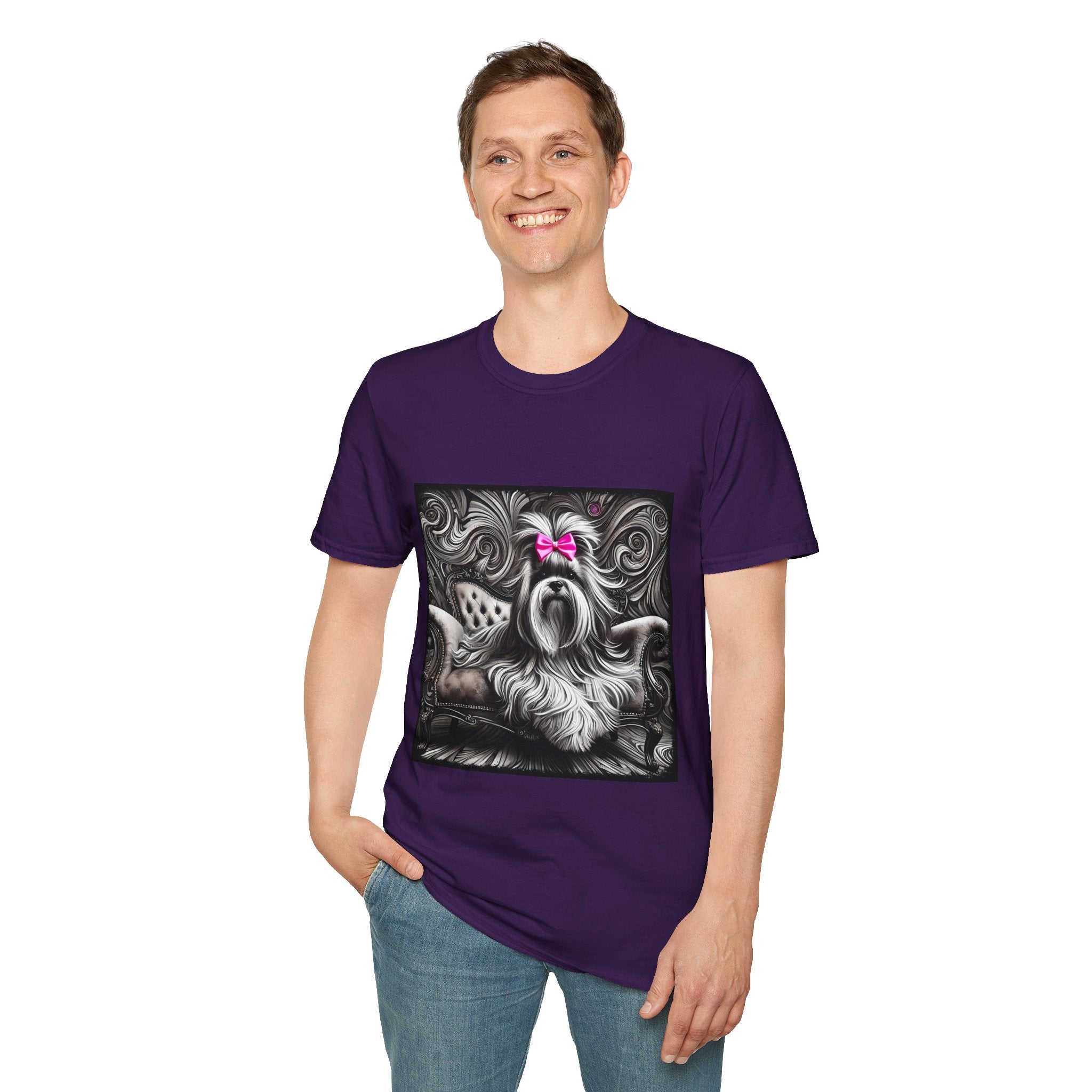 Lhasa Apso B&W Pink Bow | Unisex Dog T-Shirt