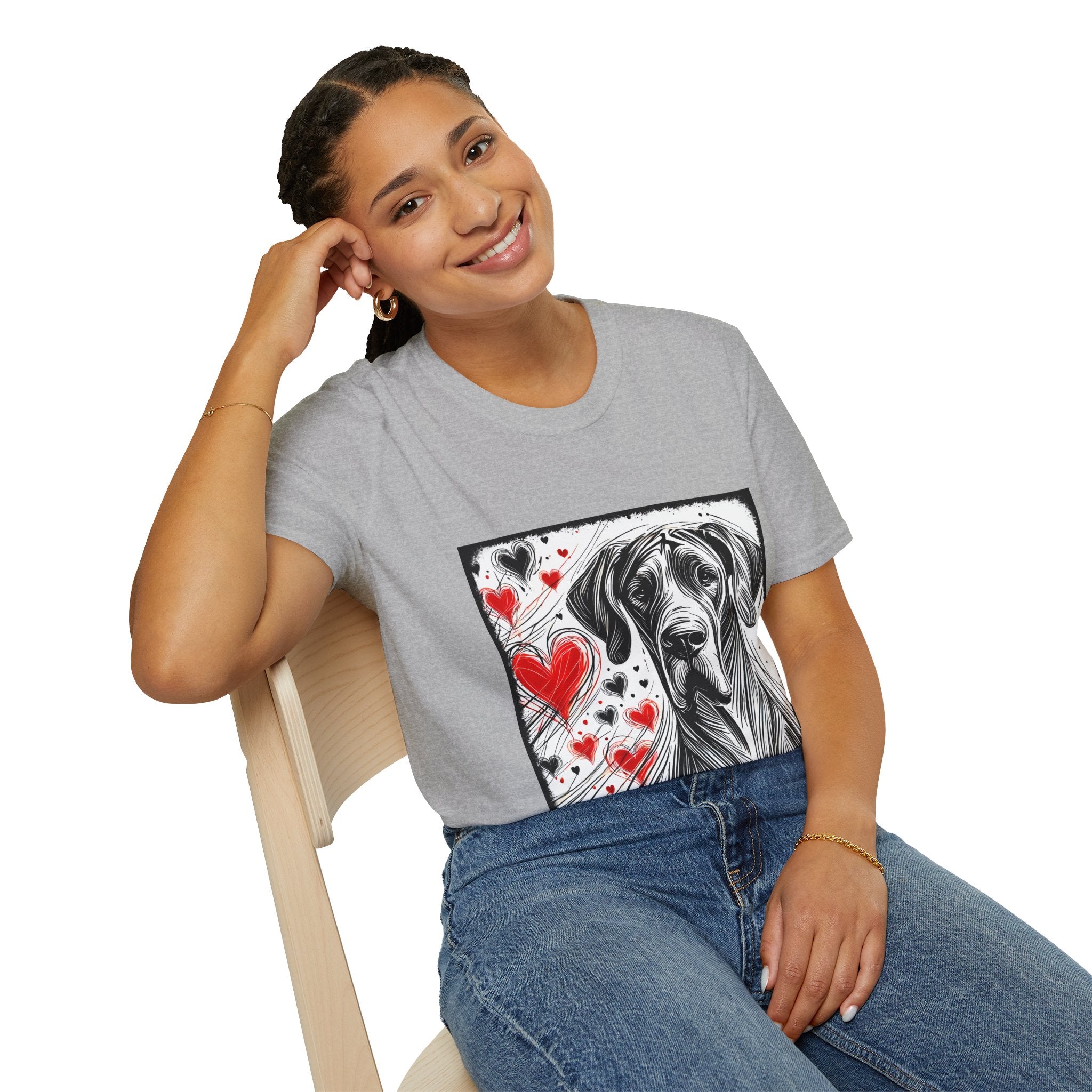 Great Dane Bold Heart Sketch | Unisex Dog T-Shirt