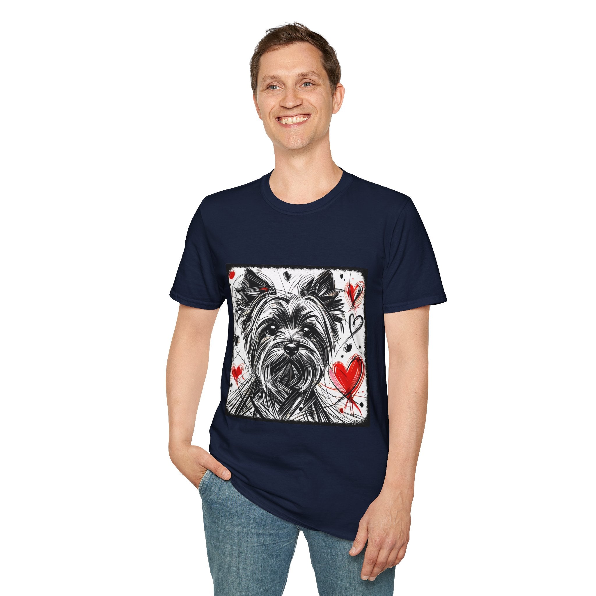 Yorkshire Terrier Bold Heart Sketch | Unisex Dog T-Shirt