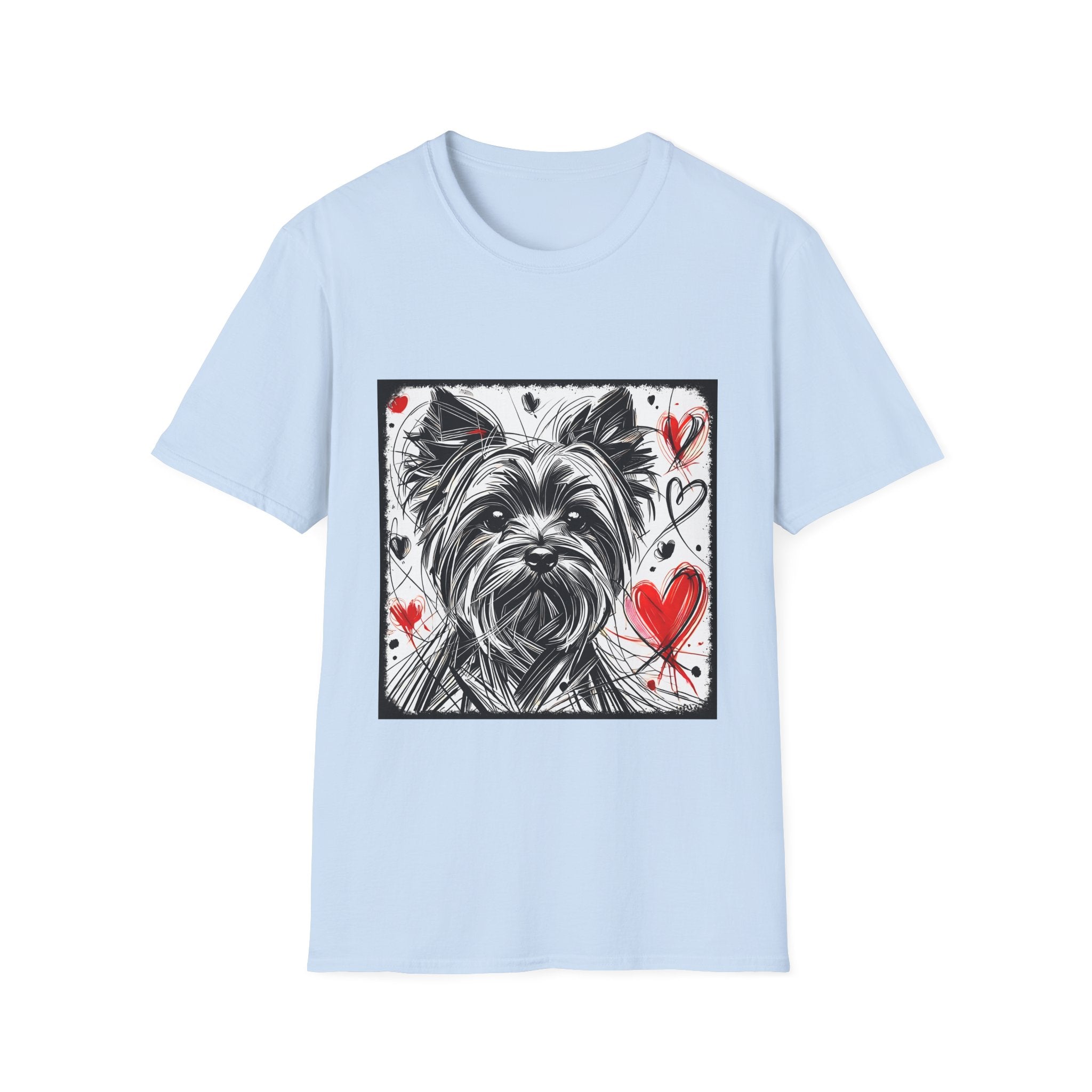 Yorkshire Terrier Bold Heart Sketch | Unisex Dog T-Shirt