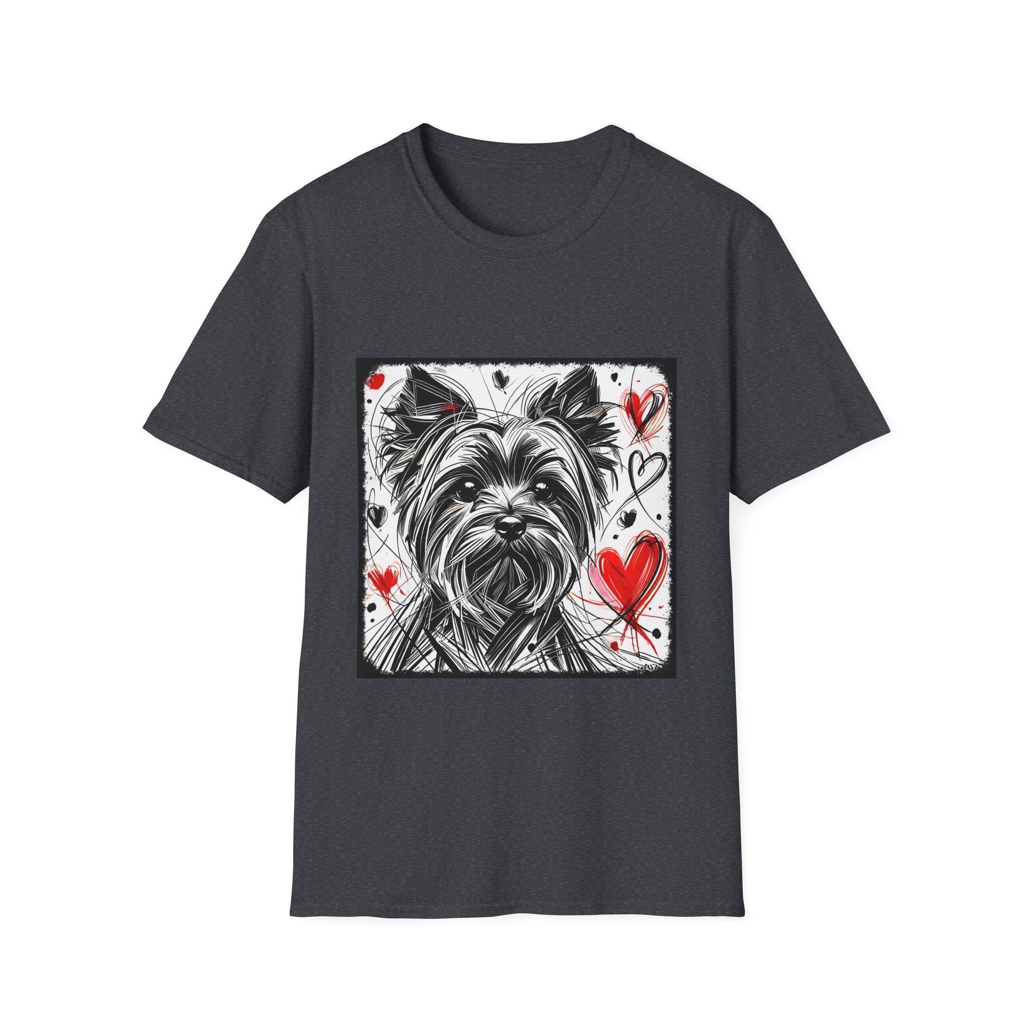Yorkshire Terrier Bold Heart Sketch | Unisex Dog T-Shirt