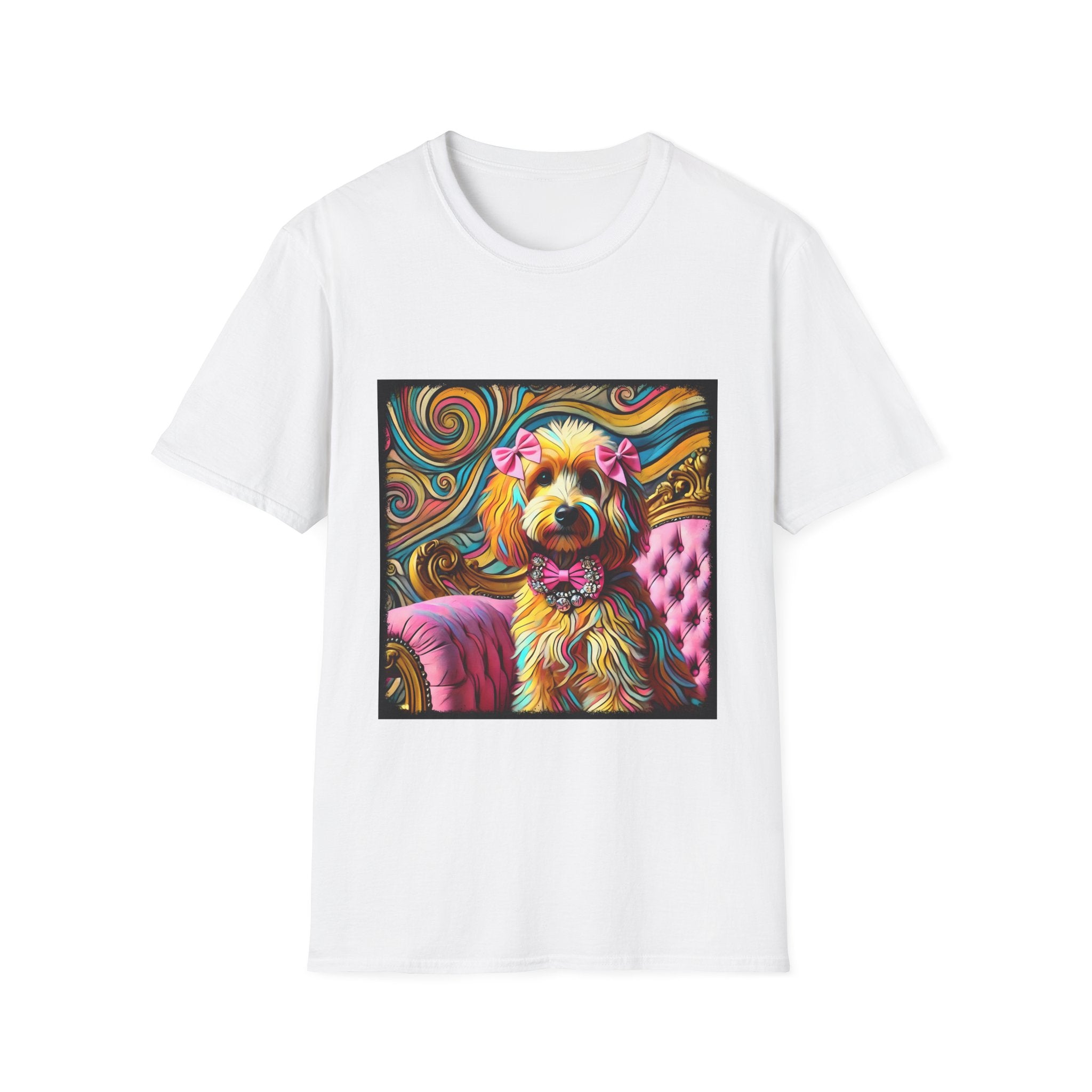Goldendoodle Pink Diamond Bow Swirl  | Unisex Dog T-Shirt