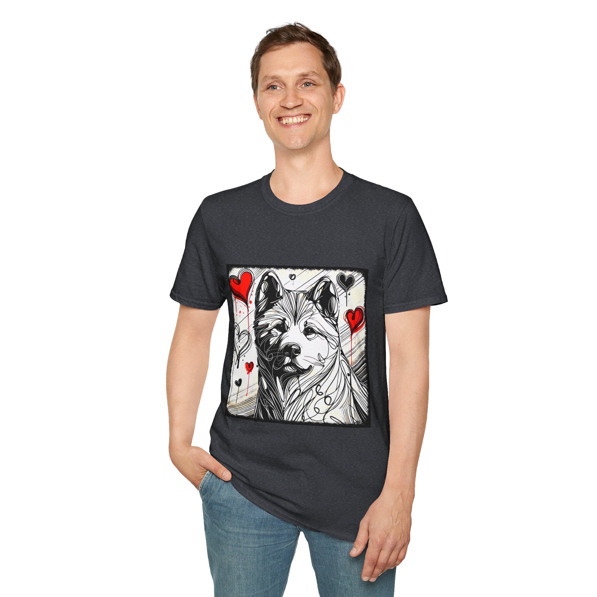 Akita Bold Heart Sketch | Unisex Dog T-Shirt