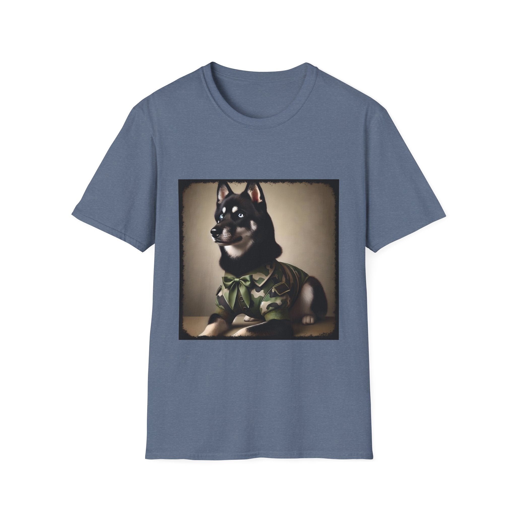 Siberian Husky Green Camo Cutie  | Unisex Dog T-Shirt