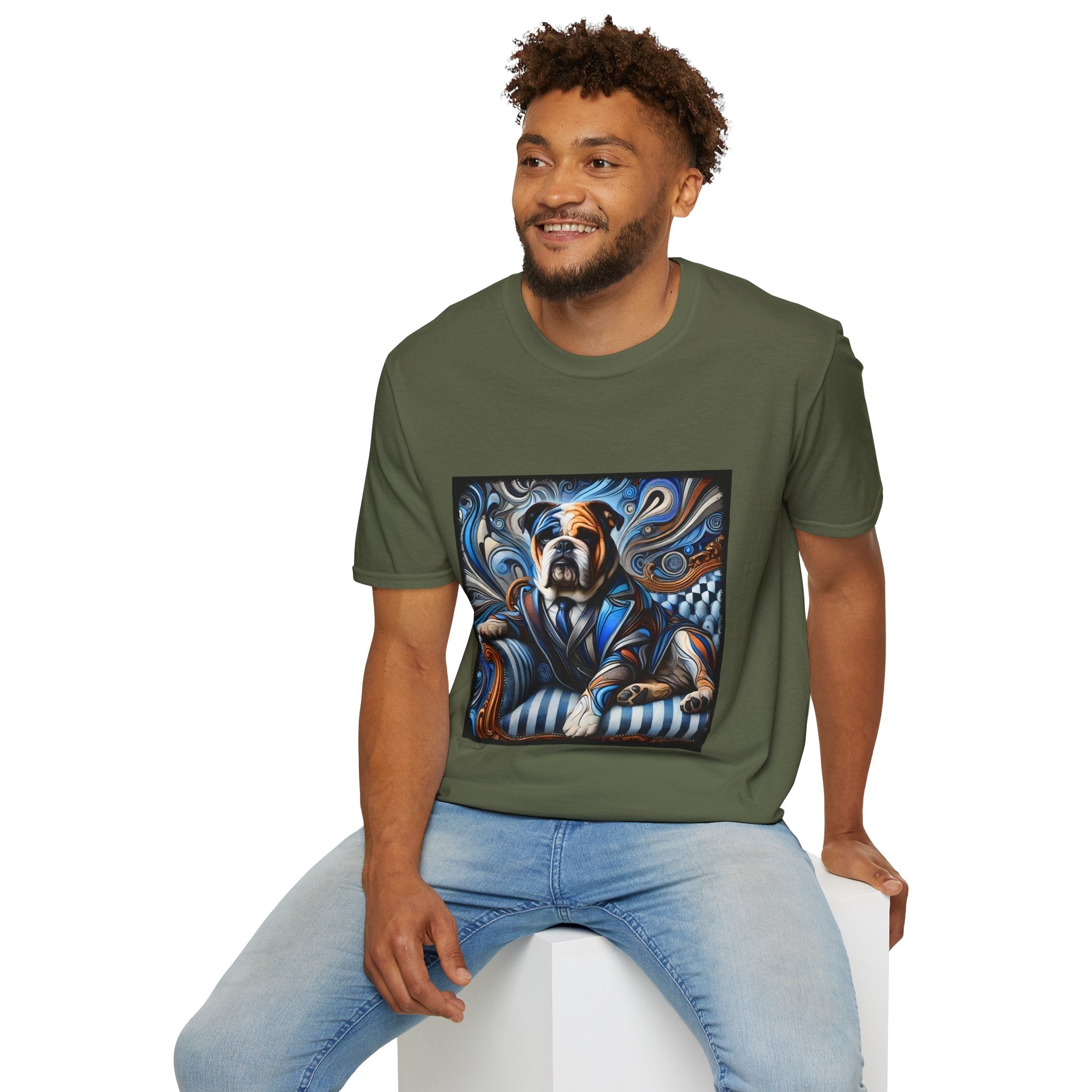 Bulldog Blue Swirl | Unisex Dog T-Shirt