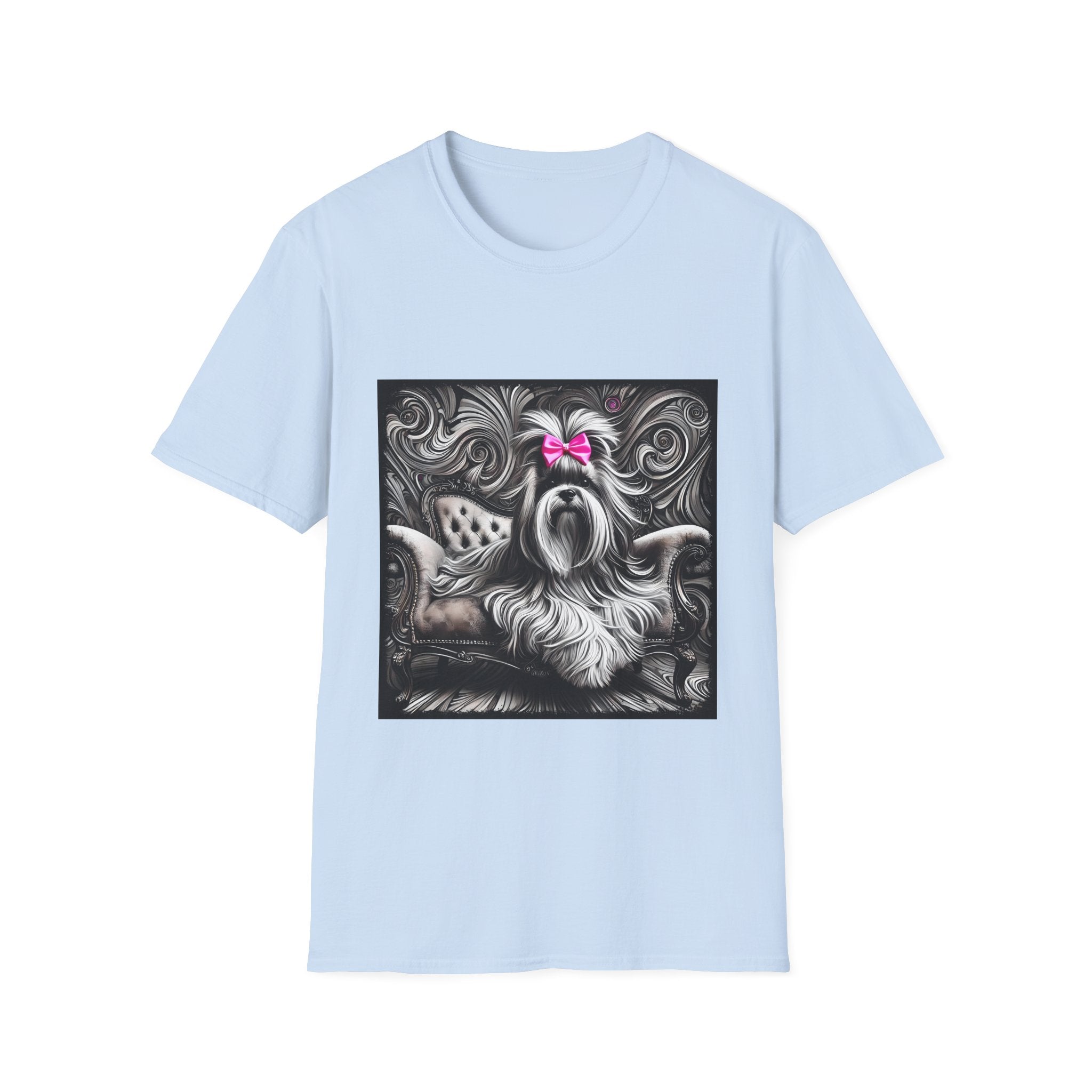Lhasa Apso B&W Pink Bow | Unisex Dog T-Shirt