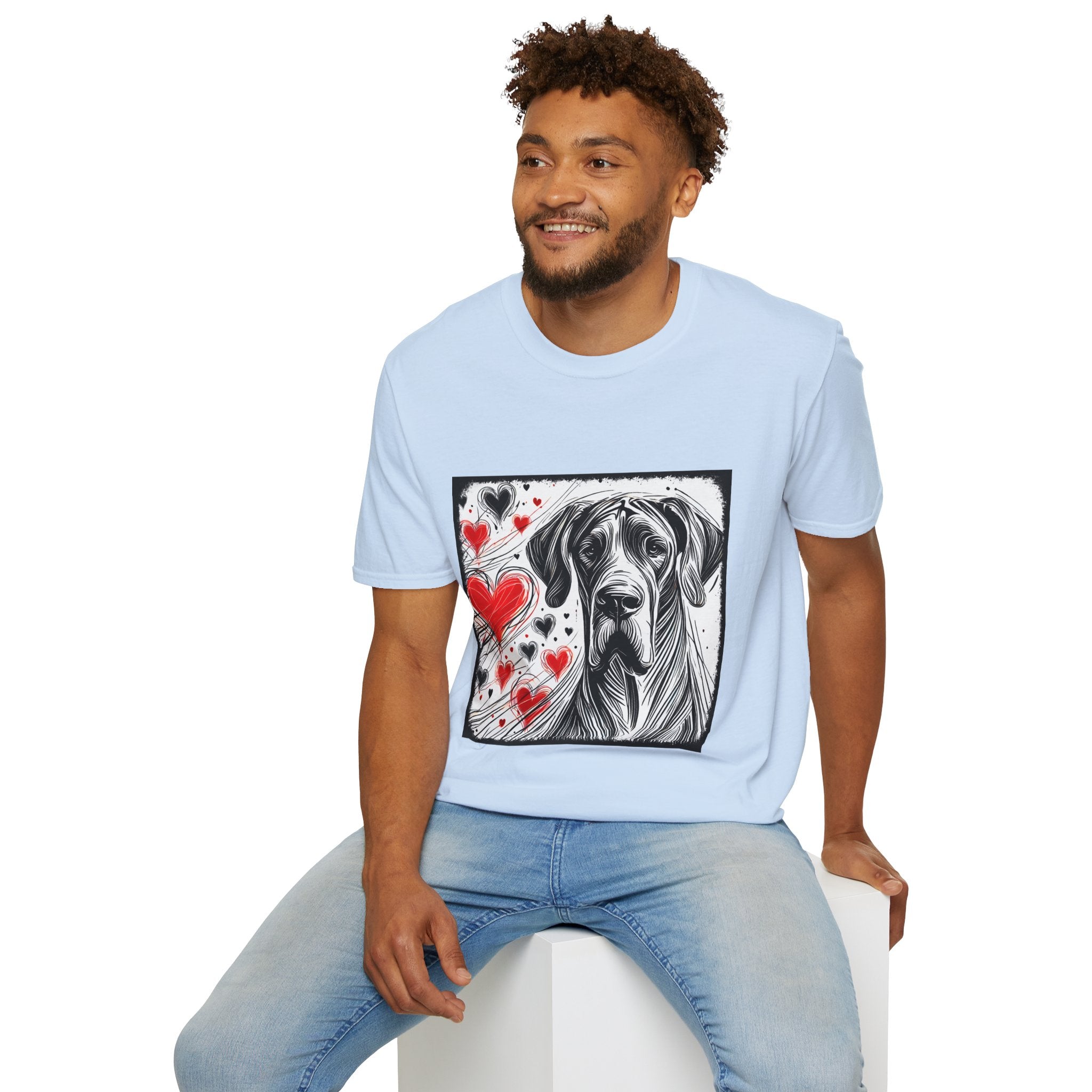 Great Dane Bold Heart Sketch | Unisex Dog T-Shirt